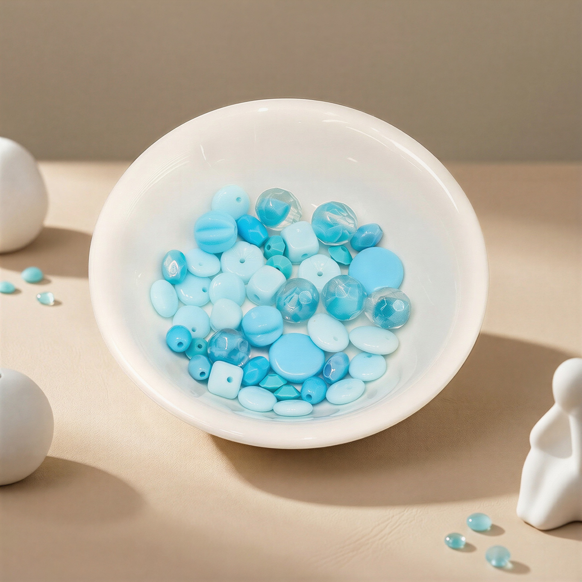 Vintage Aqua Glass Bead Mix - ~40 pcs. (KT264)