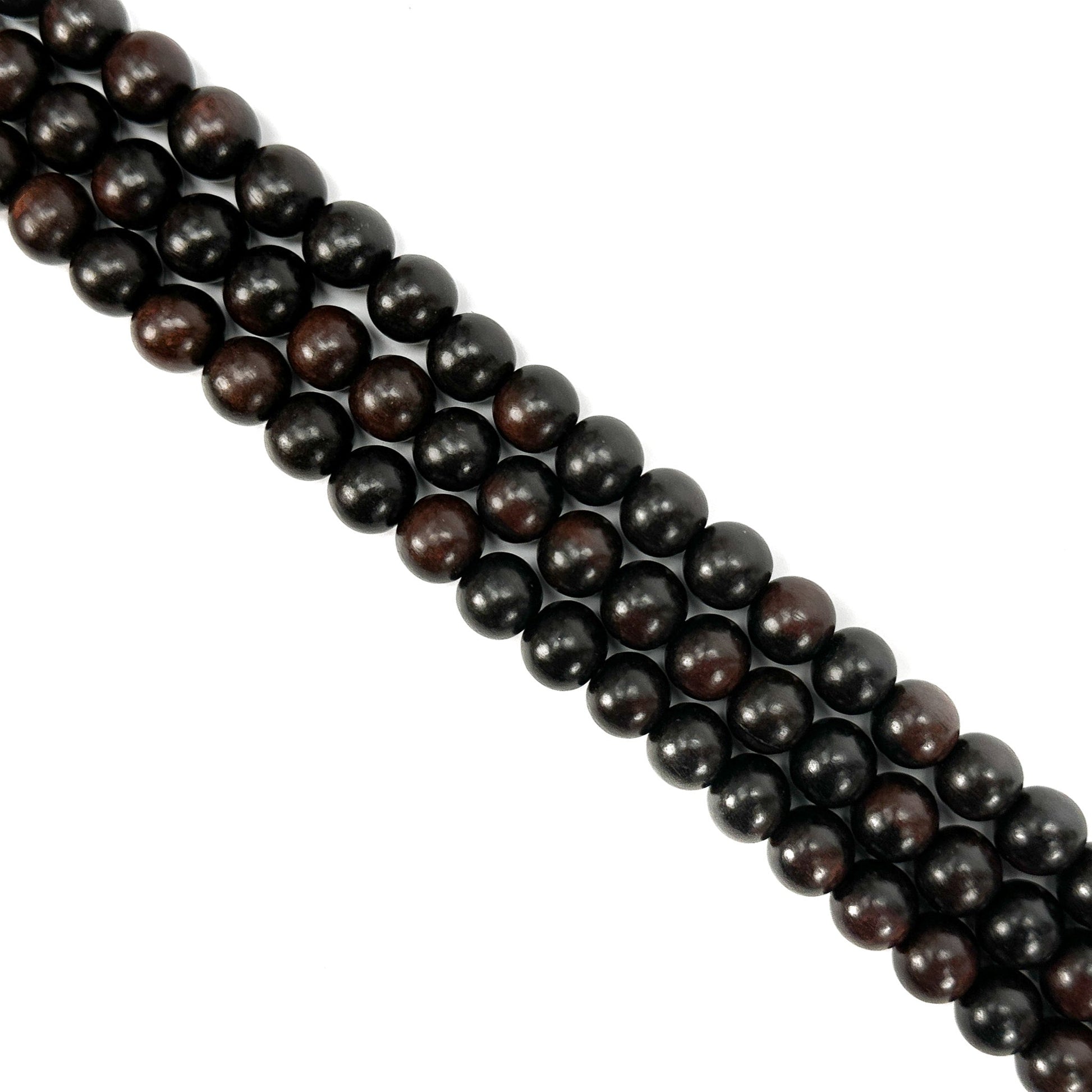 Ebony Wood 10mm Polished Finish Round Bead - 16" Strand (GEM2172)-The Bead Gallery Honolulu