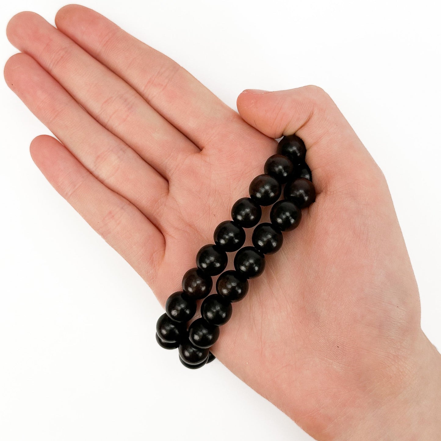 Ebony Wood 10mm Polished Finish Round Bead - 16" Strand (GEM2172)