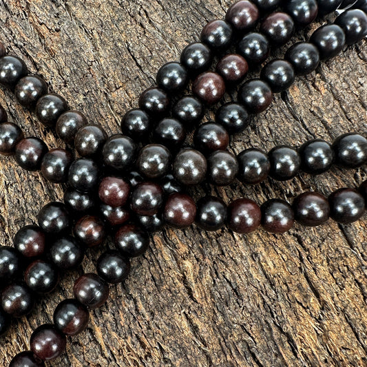 Ebony Wood 10mm Polished Finish Round Bead - 16" Strand (GEM2172)