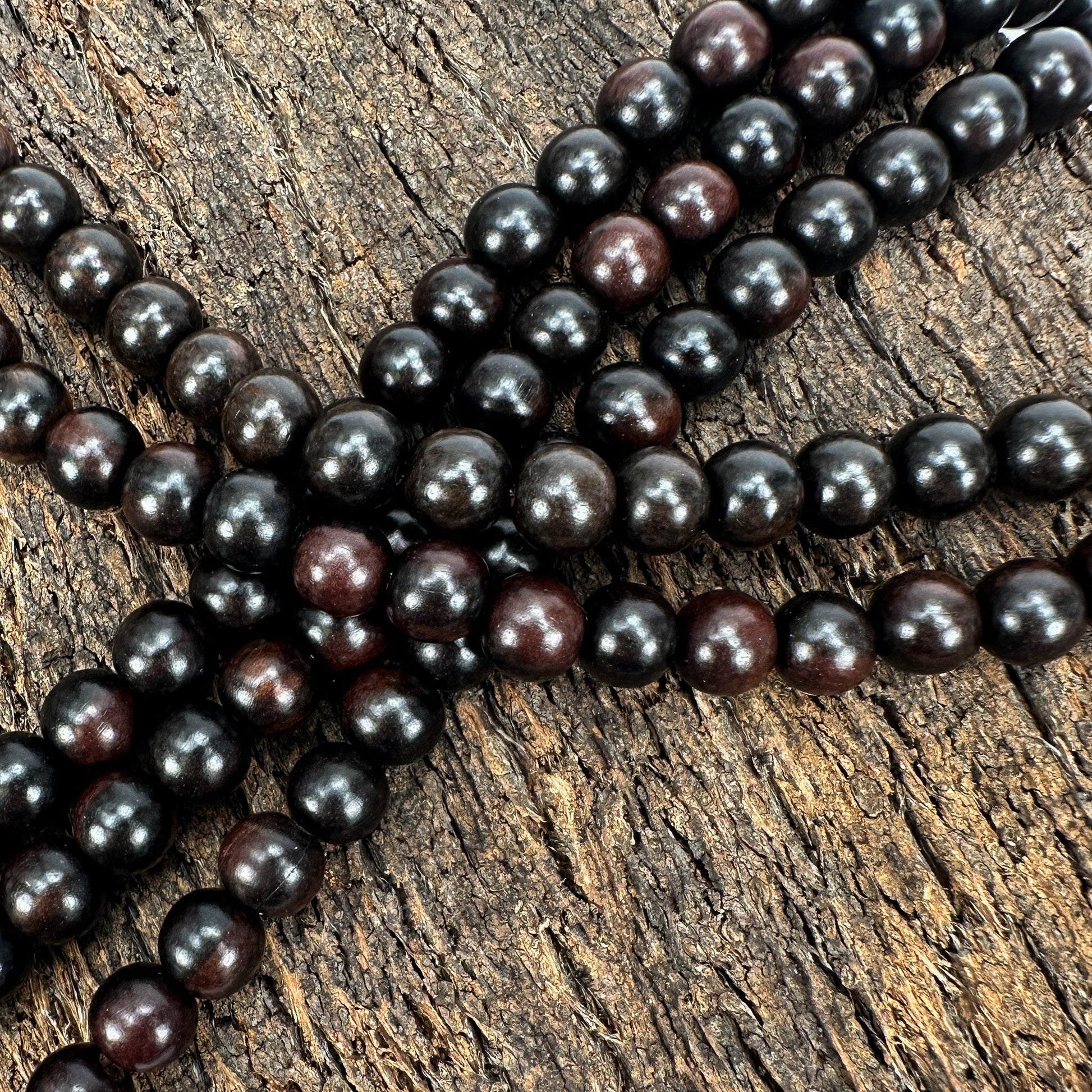 Ebony Wood 10mm Polished Finish Round Bead - 16" Strand (GEM2172)-The Bead Gallery Honolulu