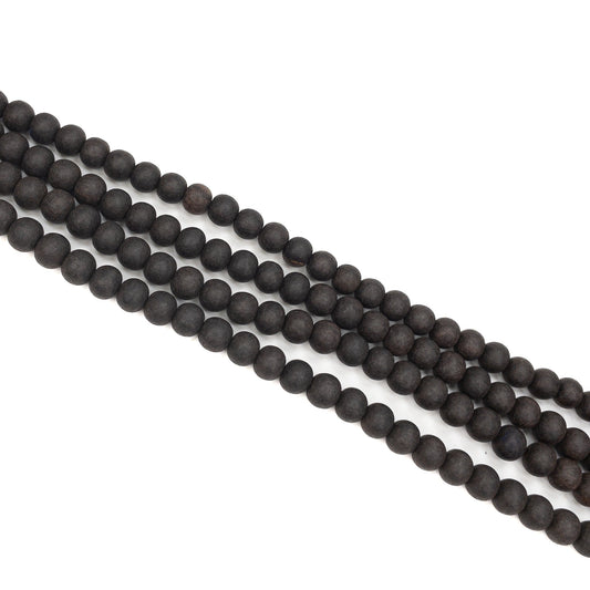 Ebony Wood 8mm Matte Finish Round Bead - 16" Strand