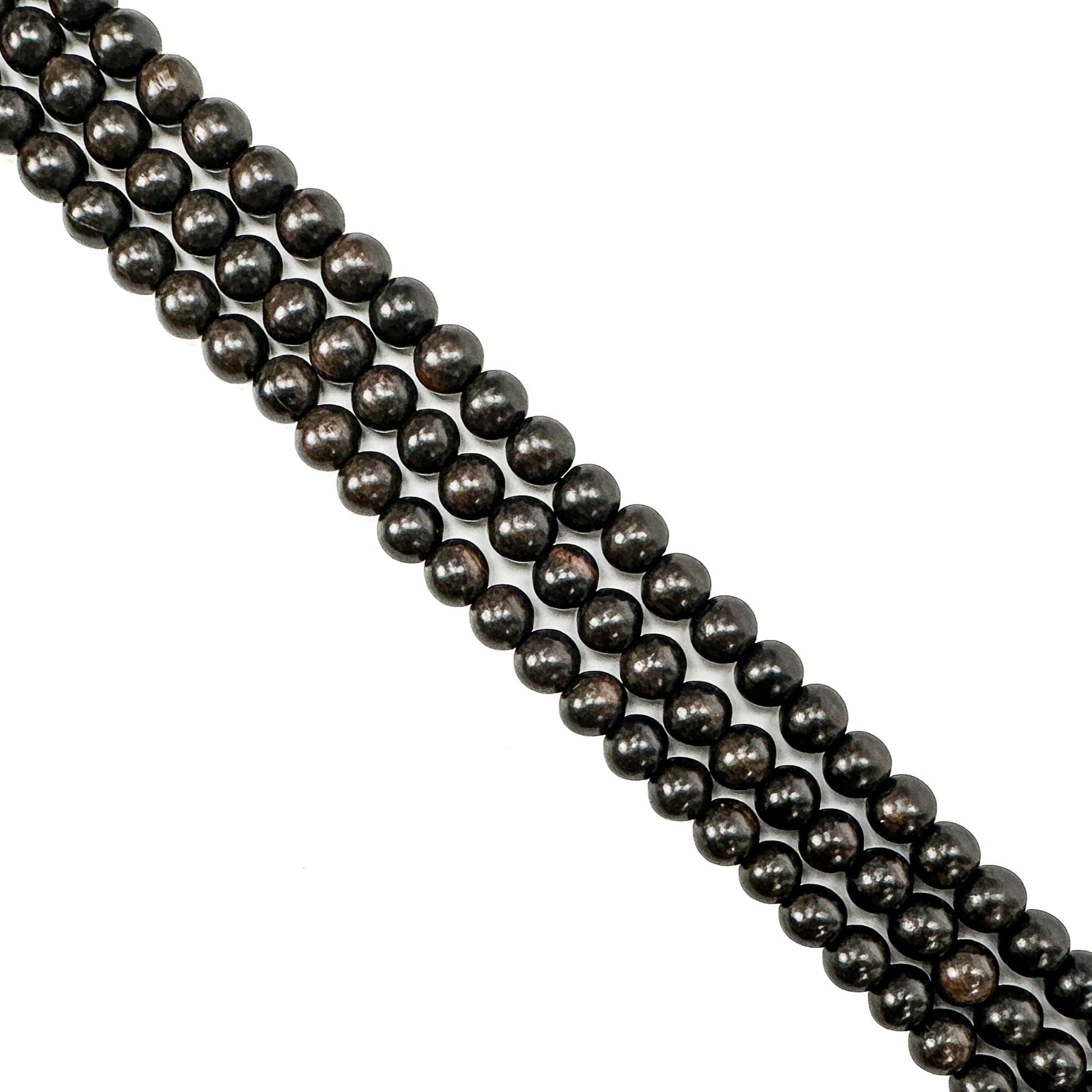 Ebony Wood 8mm Polished Finish Round Bead - 16" Strand (GEM2171)-The Bead Gallery Honolulu