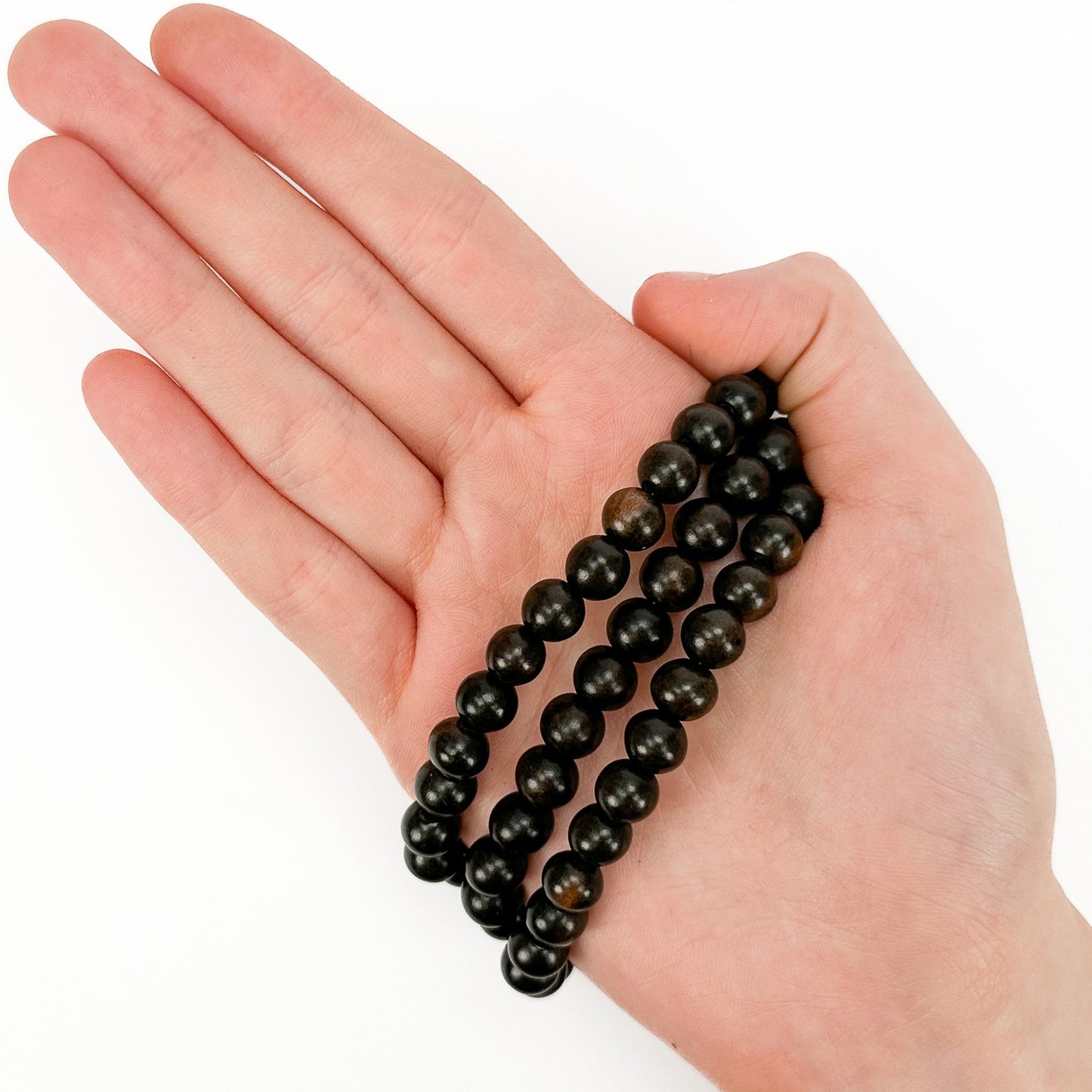 Ebony Wood 8mm Polished Finish Round Bead - 16" Strand (GEM2171)-The Bead Gallery Honolulu