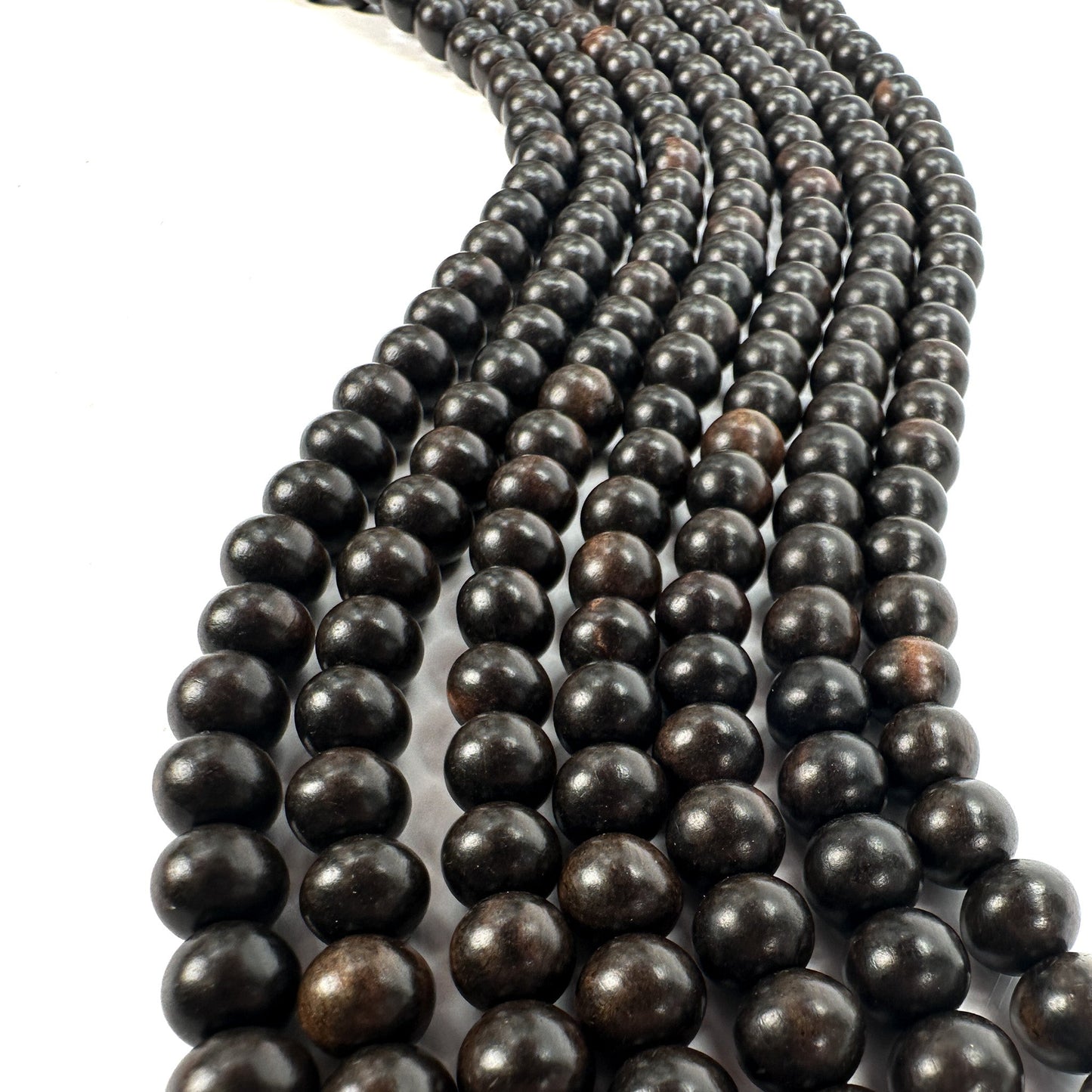 Ebony Wood 8mm Polished Finish Round Bead - 16" Strand (GEM2171)-The Bead Gallery Honolulu