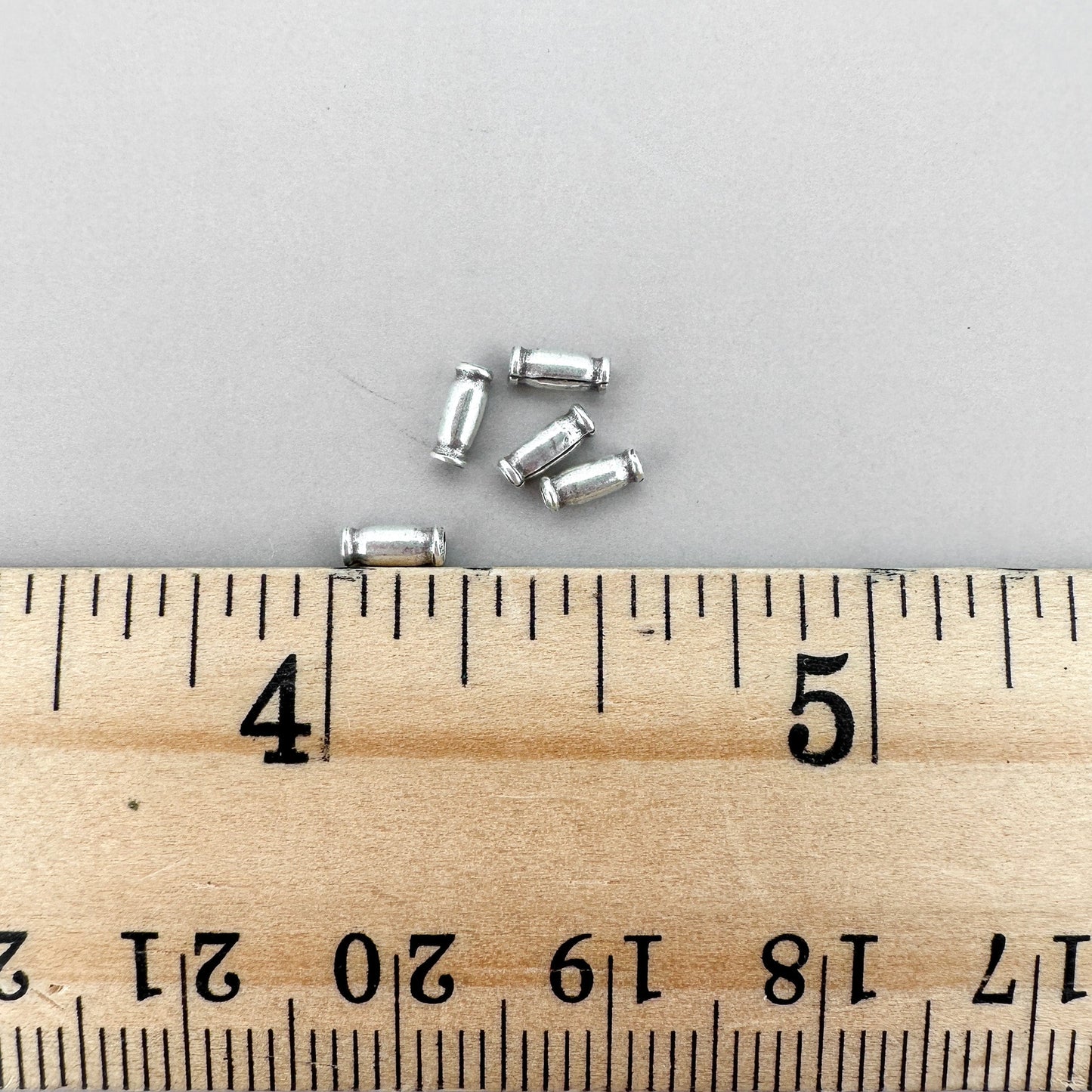 Elongated Barrel 5x2mm Seamed Bead (Thai Silver) - 5 pcs. (M1857)