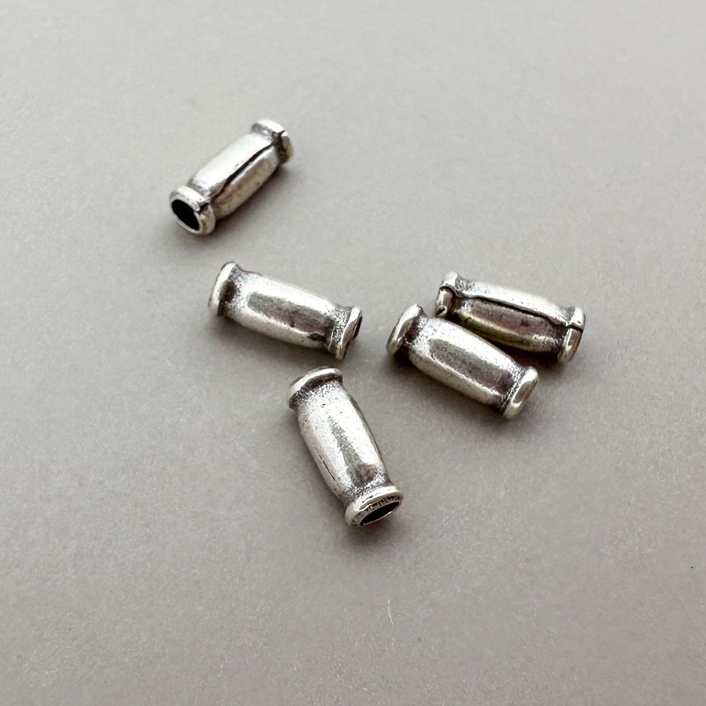 Elongated Barrel 5x2mm Seamed Bead (Thai Silver) - 5 pcs. (M1857)