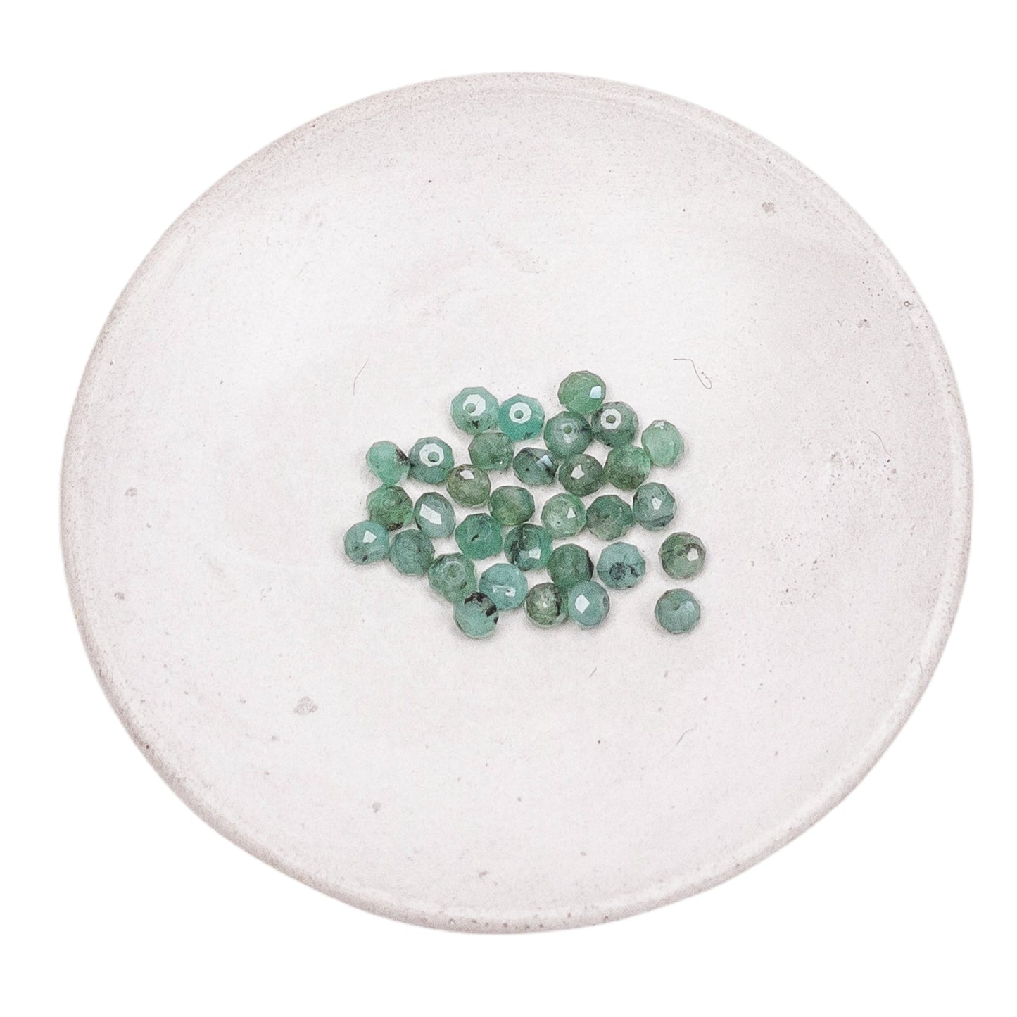 Emerald 3mm Faceted Round Bead - 3" Strand