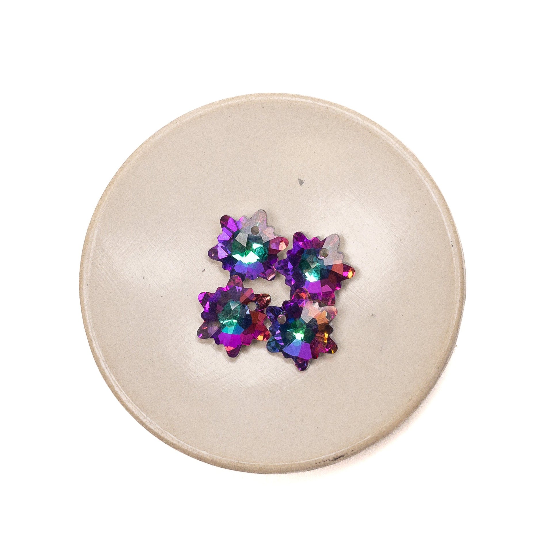 Faceted Glass Snowflake Pendant (3 Colors) - 4 pcs.-The Bead Gallery Honolulu