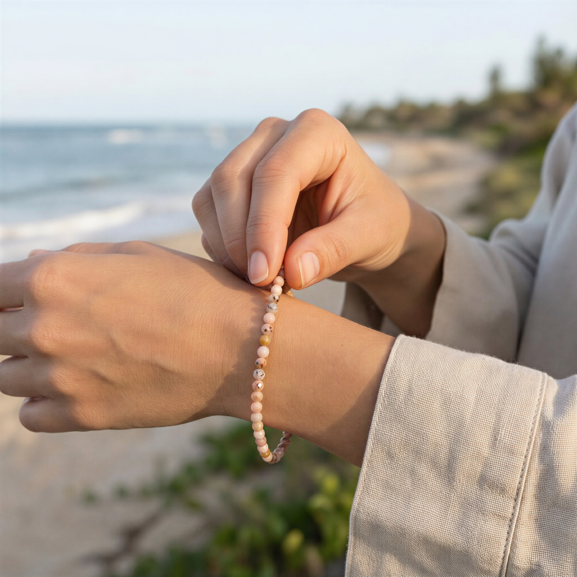 Pink Opal 3.5mm Faceted Round Bead - 7.5" Strand (GEM1927) – AI Studio Image (Transformed)