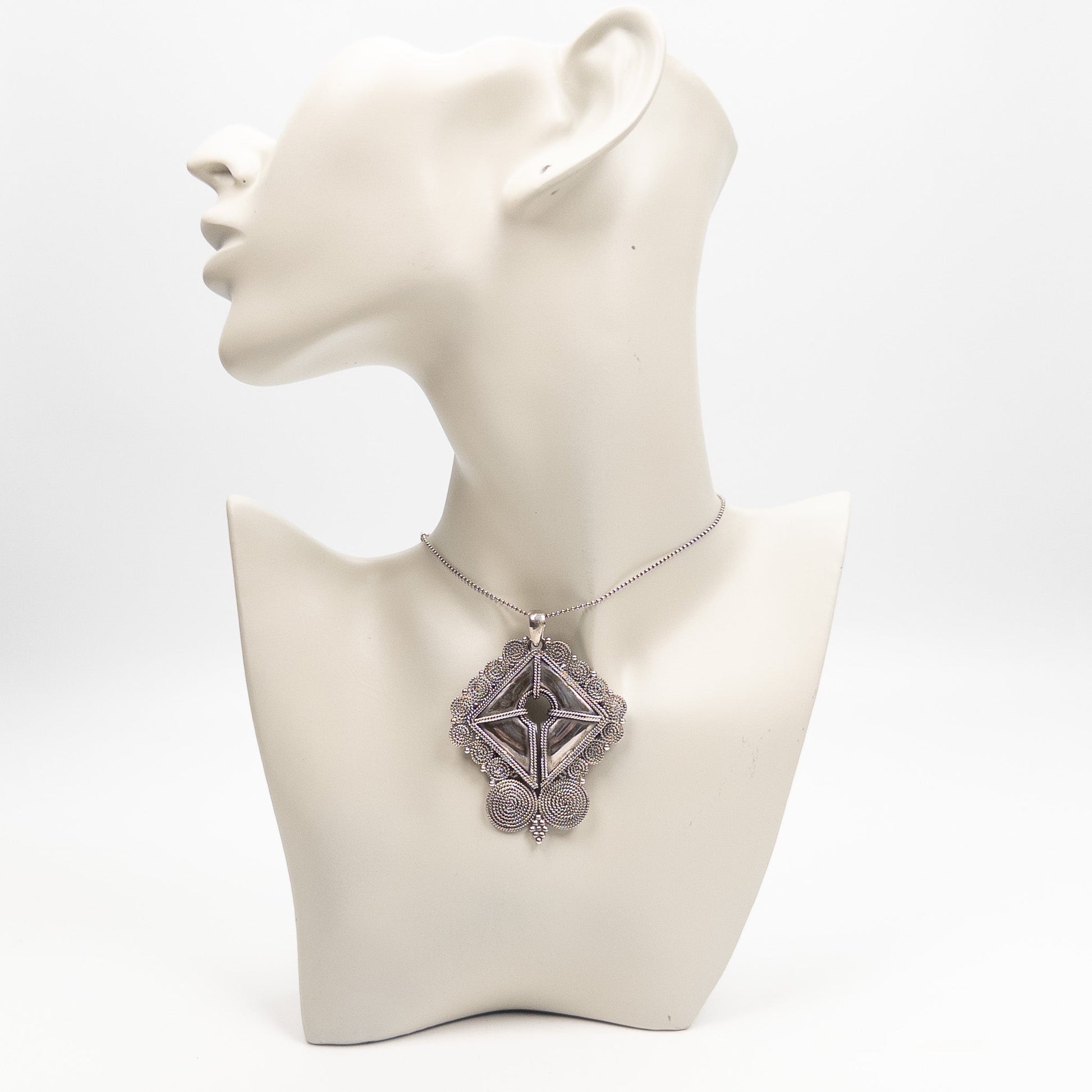 Filigree Shield - Sterling Silver Pendant-The Bead Gallery Honolulu