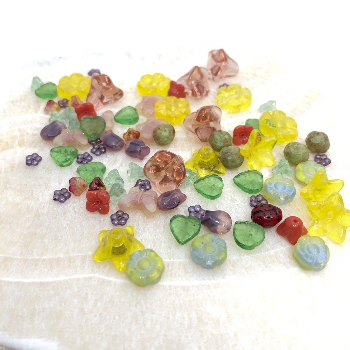 Flower & Leaf Glass Bead Mix - Summer (80+ pcs.)