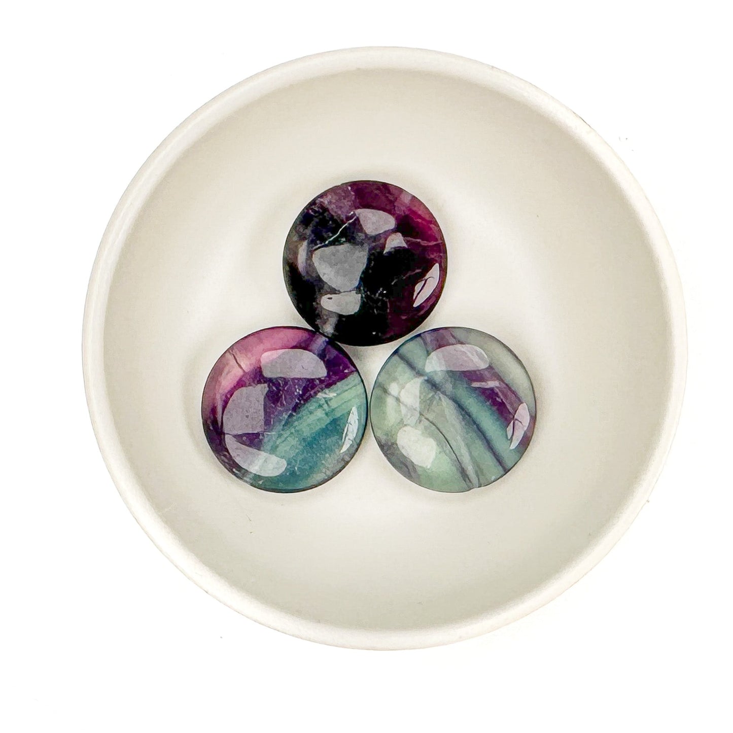 Fluorite 20mm Smooth Coin Bead - 1 pc.-The Bead Gallery Honolulu