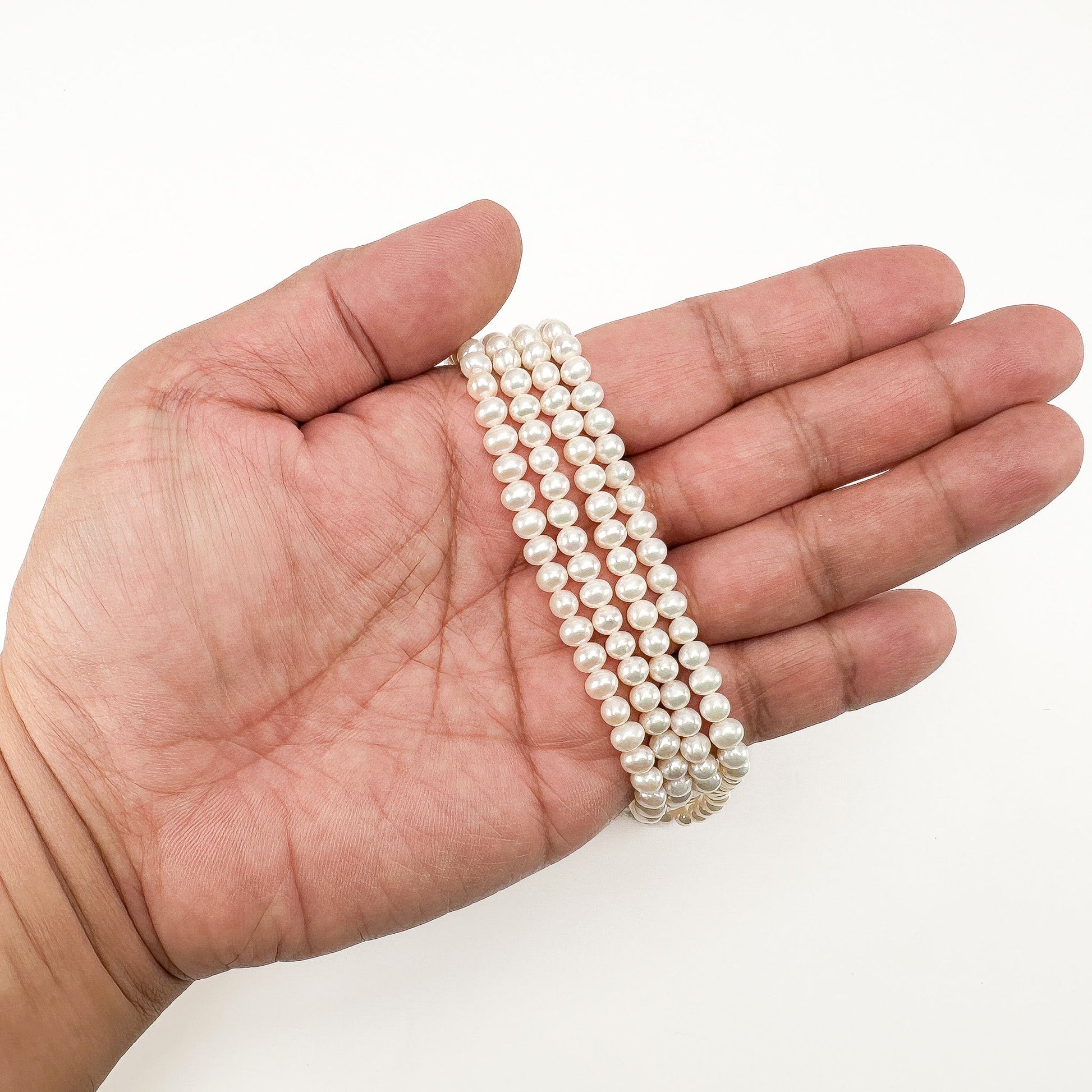 Freshwater Pearl 5mm Ivory Potato Bead - 8" Strand (GEM2211)-The Bead Gallery Honolulu