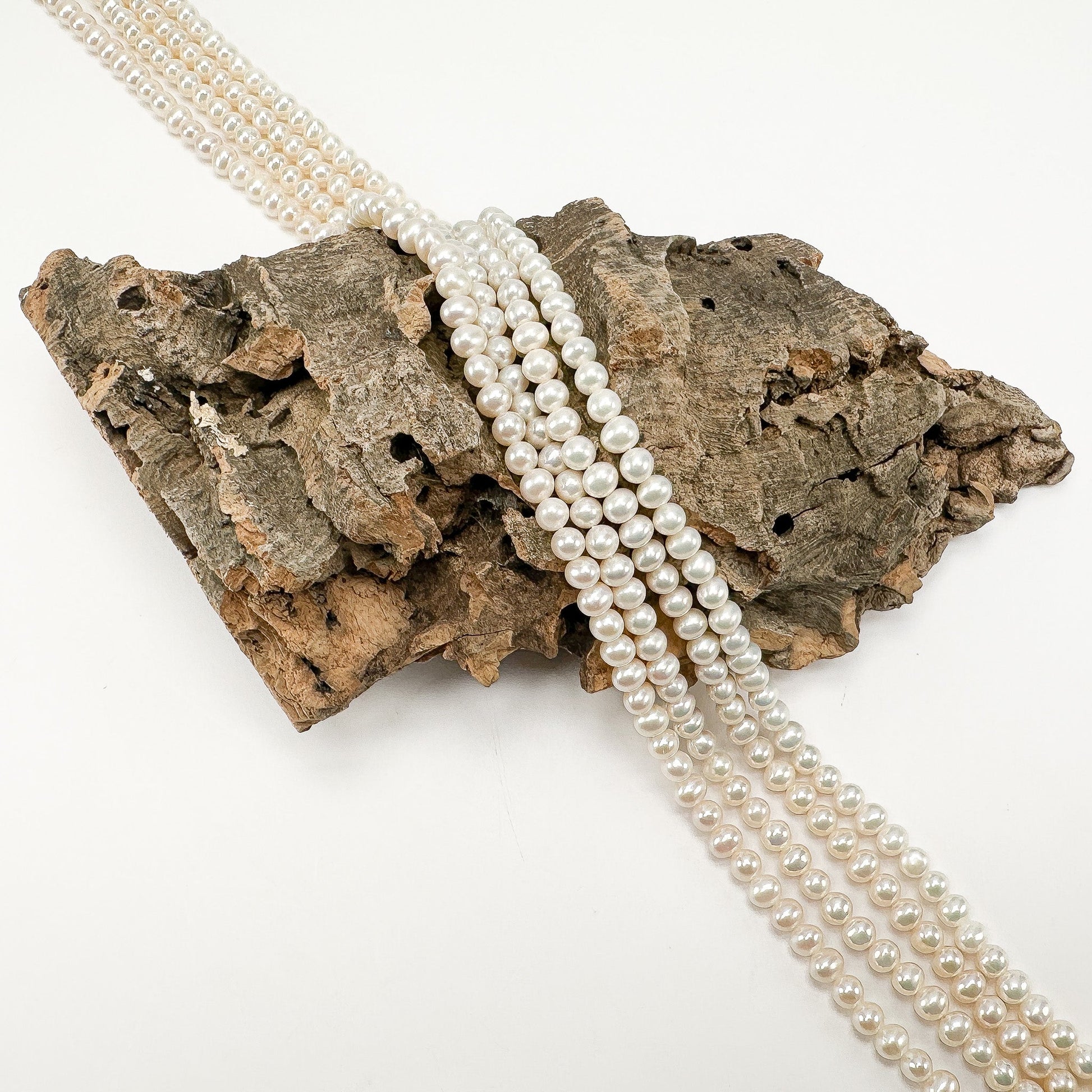 Freshwater Pearl 5mm Ivory Potato Bead - 8" Strand (GEM2211)-The Bead Gallery Honolulu