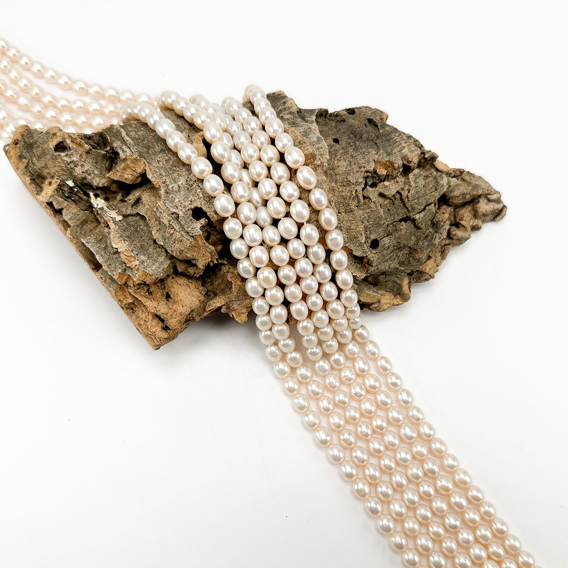 Freshwater Pearl 6.5mm Light Champagne Potato Bead - 8" Strand (GEM2208)-The Bead Gallery Honolulu