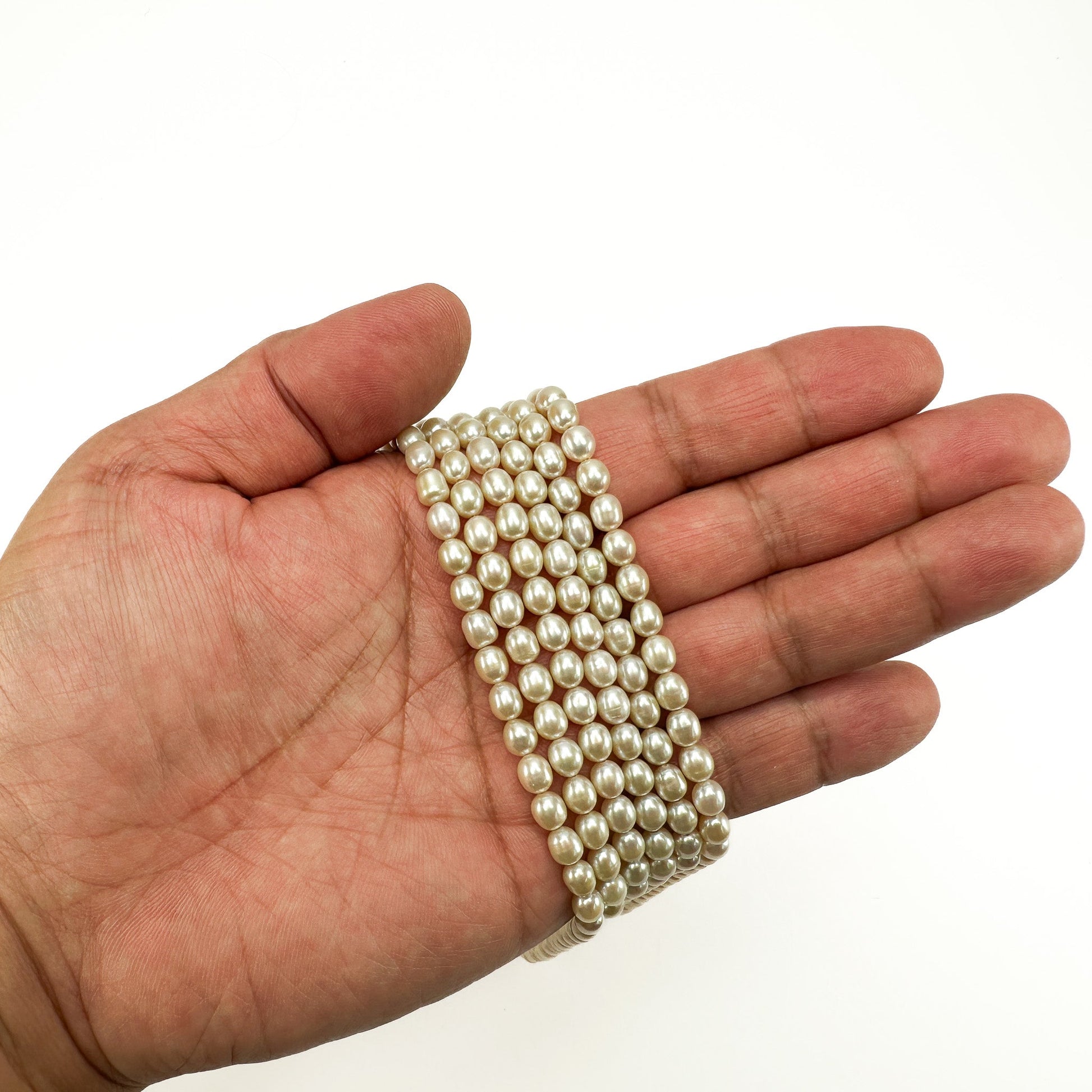 Freshwater Pearl 6mm Yellow/Green Rice Bead - 8" Strand (GEM2251)-The Bead Gallery Honolulu