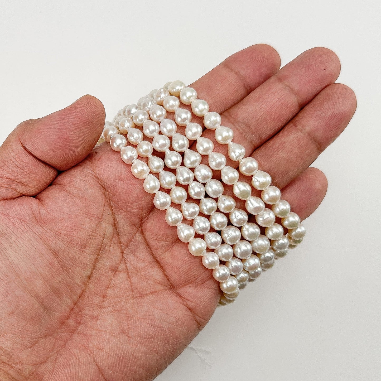 Freshwater Pearl 7mm White Baroque Bead - 8" Strand (GEM2245)-The Bead Gallery Honolulu