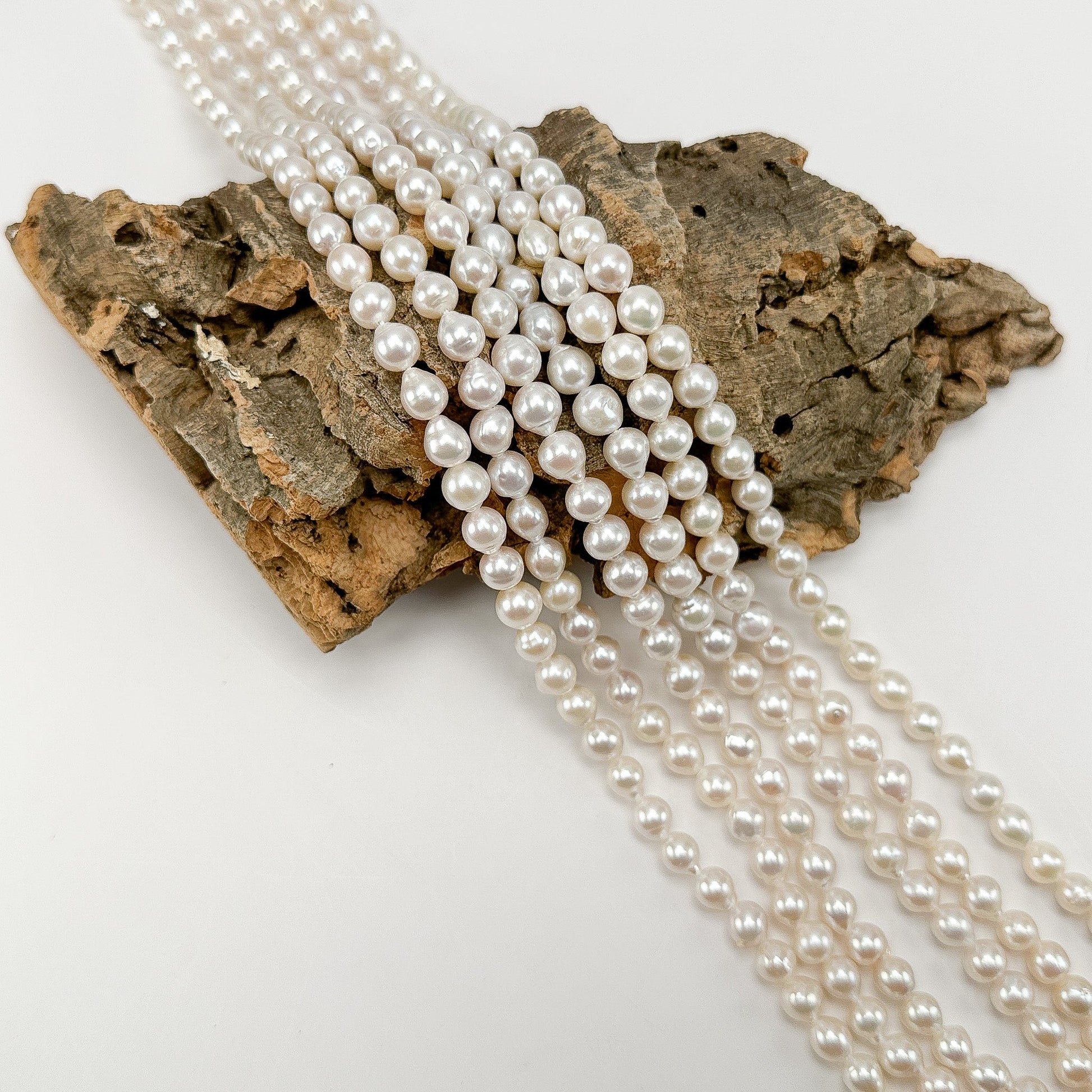 Freshwater Pearl 7mm White Baroque Bead - 8" Strand (GEM2245)-The Bead Gallery Honolulu