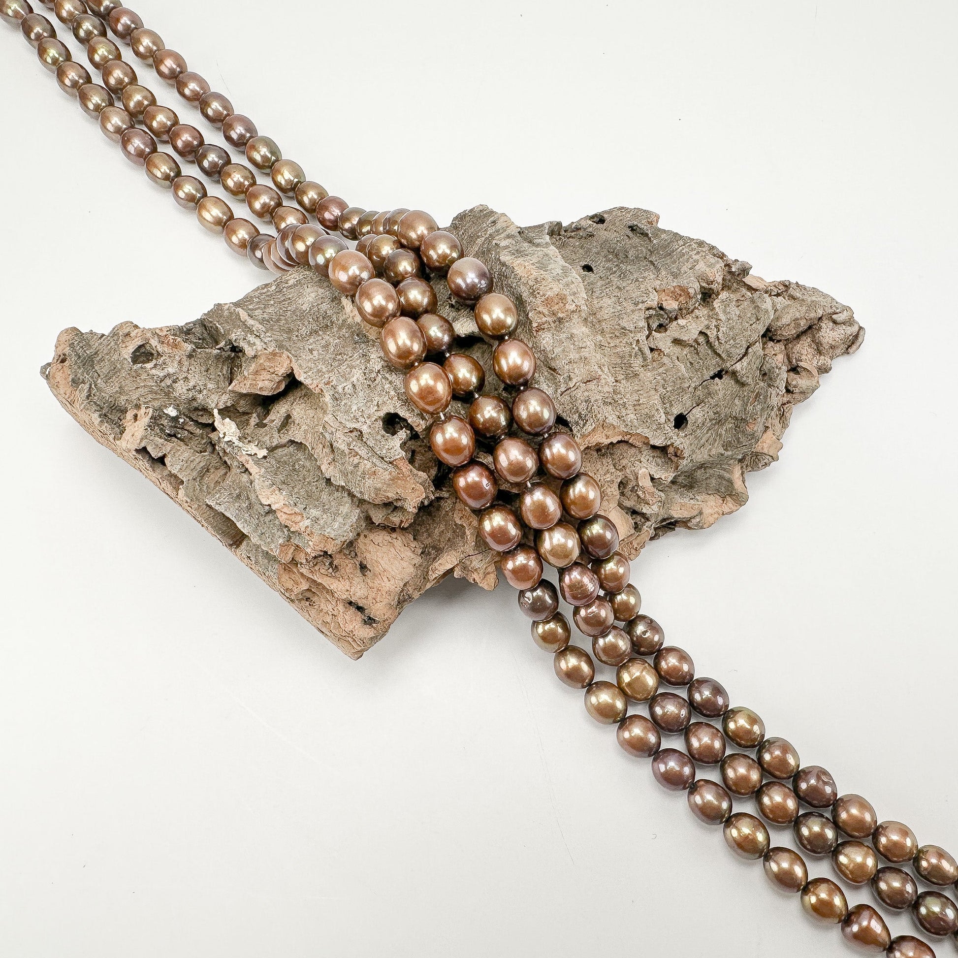 Freshwater Pearl 8-8.5mm Copper Brown Potato Bead - 8" Strand (GEM2270)-The Bead Gallery Honolulu