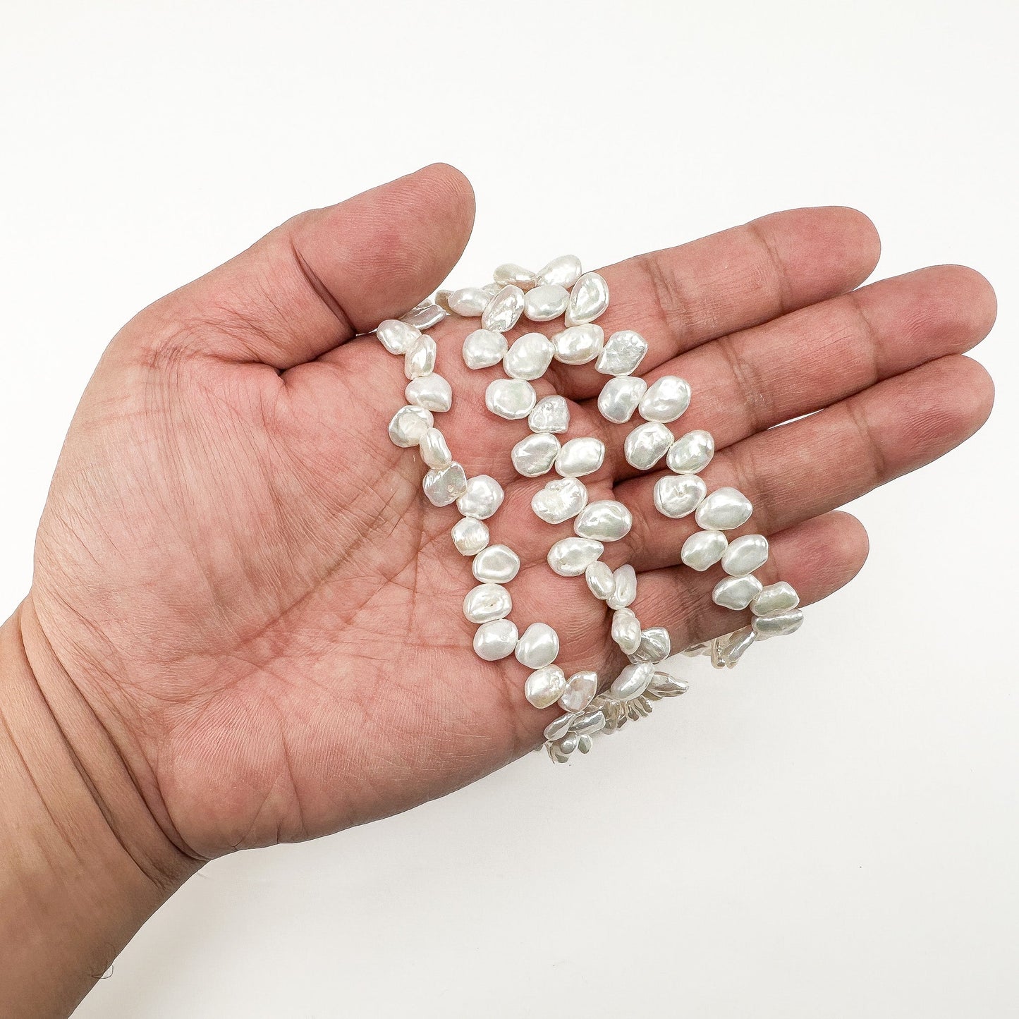 Freshwater Pearl 8-9mm White Keshi Bead - 8" Strand (GEM2244)