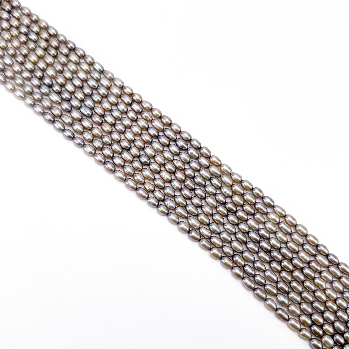 Freshwater Pearl 8mm Grey Rice Bead - 8" Strand (GEM2249)