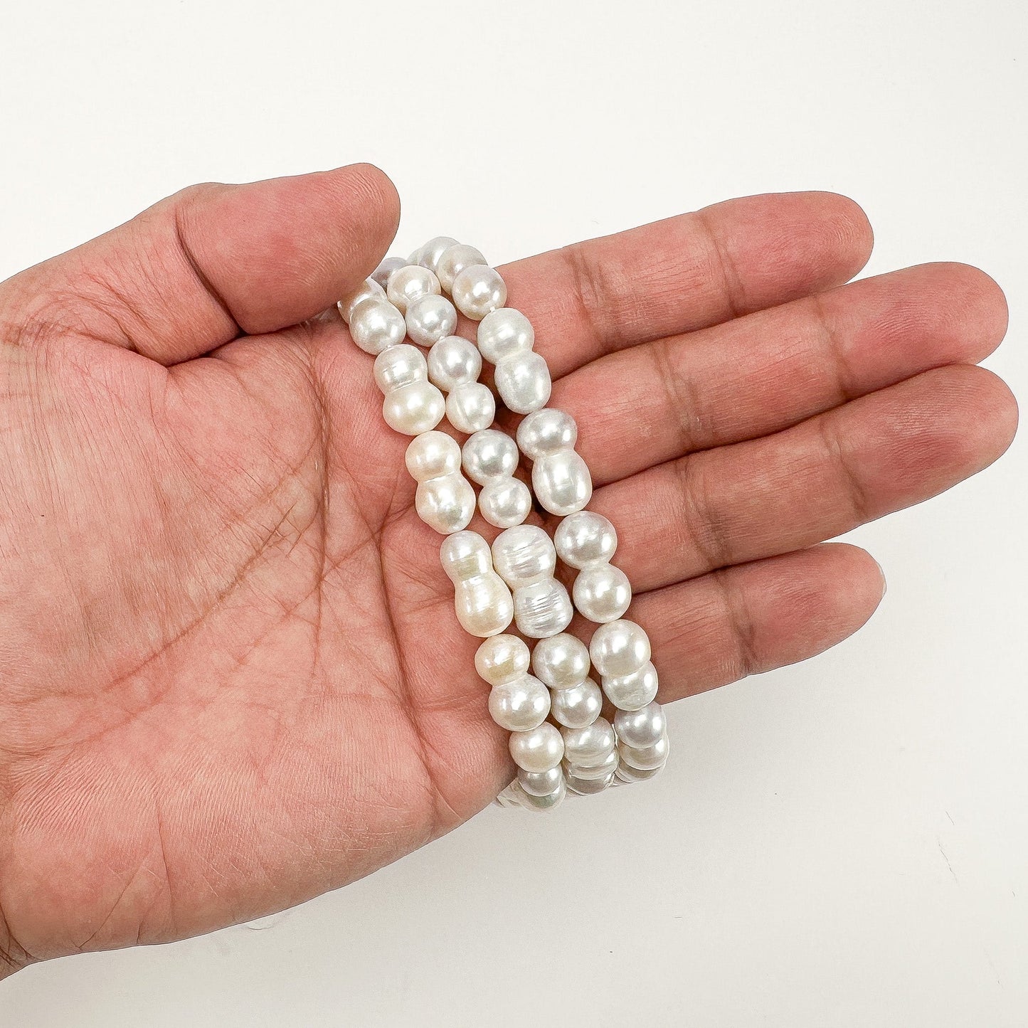 Freshwater Pearl Natural White Peanut Bead - 8" Strand (GEM2246)