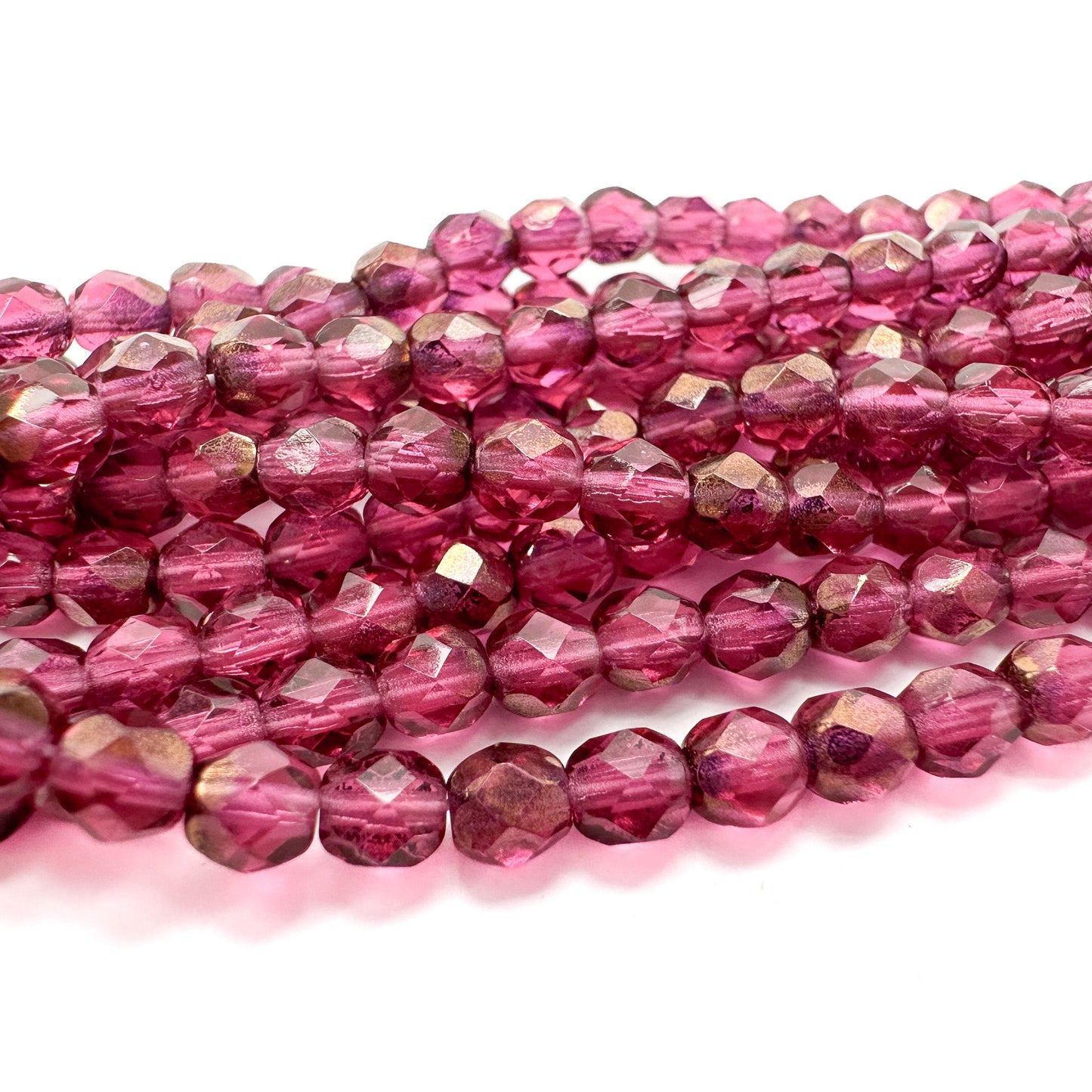 Fuchsia with Bronze Half Coat 4mm Faceted Glass Bead - 50 pcs.-The Bead Gallery Honolulu