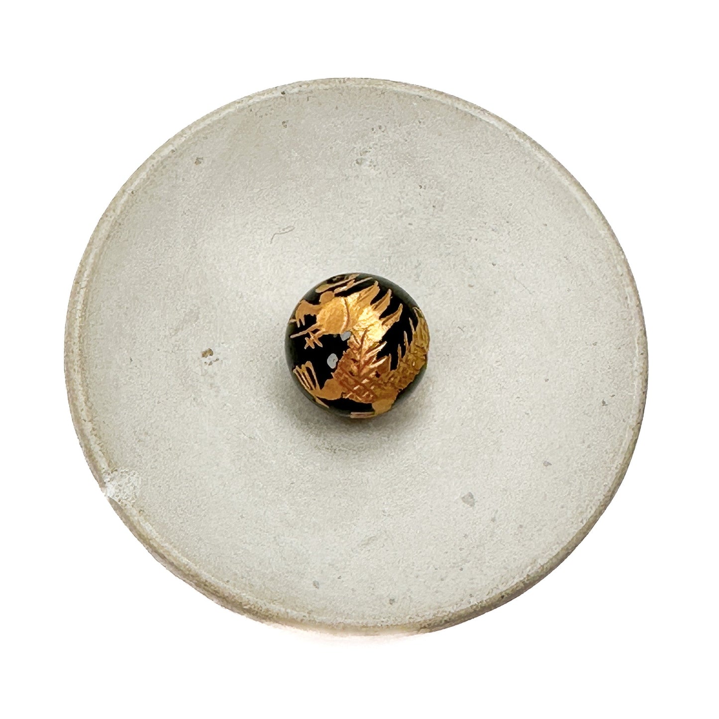 gold dragon on black agate; 16mm; smooth; round; carved - 1 pc.-The Bead Gallery Honolulu