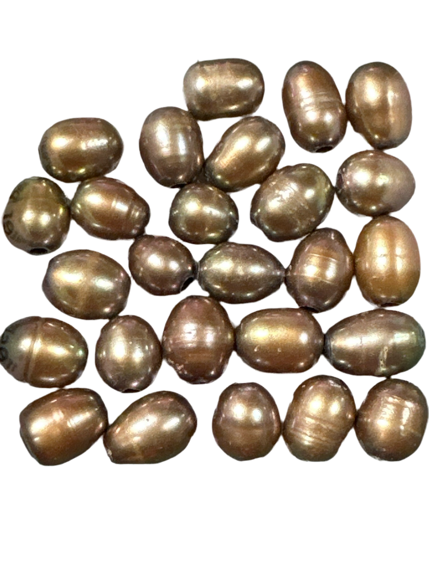 Golden Olive 6.5-7.5mm Rice with Large Hole Freshwater Pearl Bead (GEM1821)