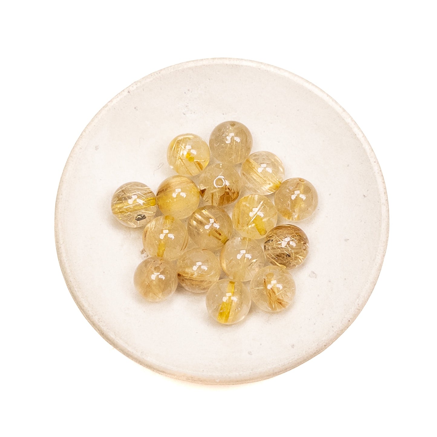 Golden Rutilated Quartz 8-9mm Round Bead - 1 pc.-The Bead Gallery Honolulu