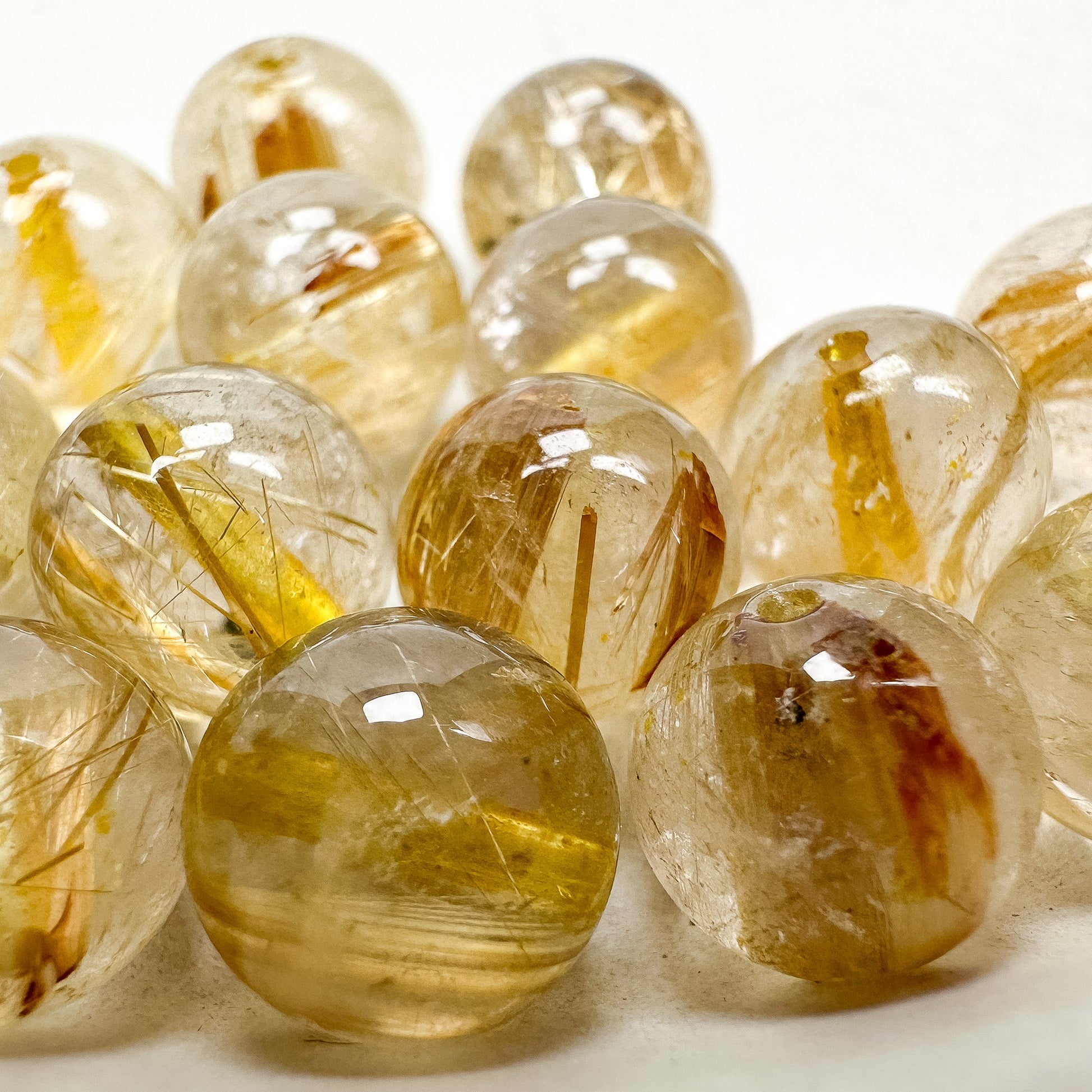 Golden Rutilated Quartz 8-9mm Round Bead - 1 pc.-The Bead Gallery Honolulu