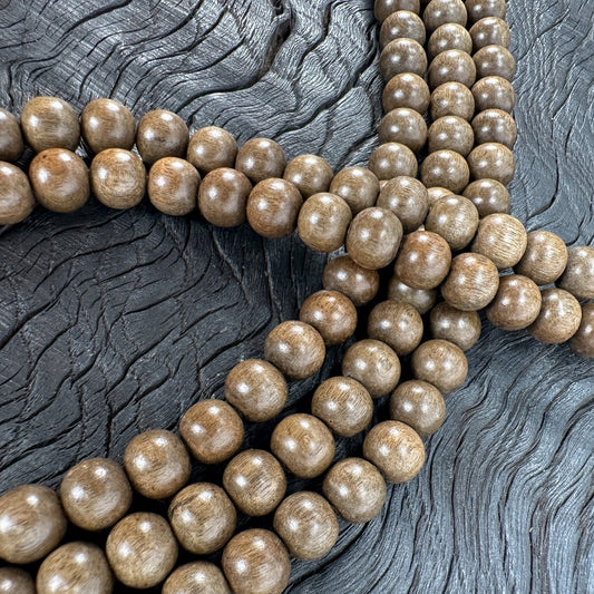 Gray Wood 10mm Polished Finish Round Bead - 16" Strand (GEM2177)