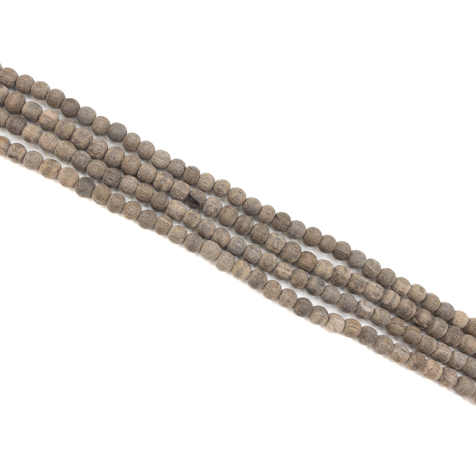 Gray Wood 6mm Matte Finish Round Bead - 16" Strand