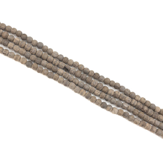 Gray Wood 6mm Matte Finish Round Bead - 16" Strand