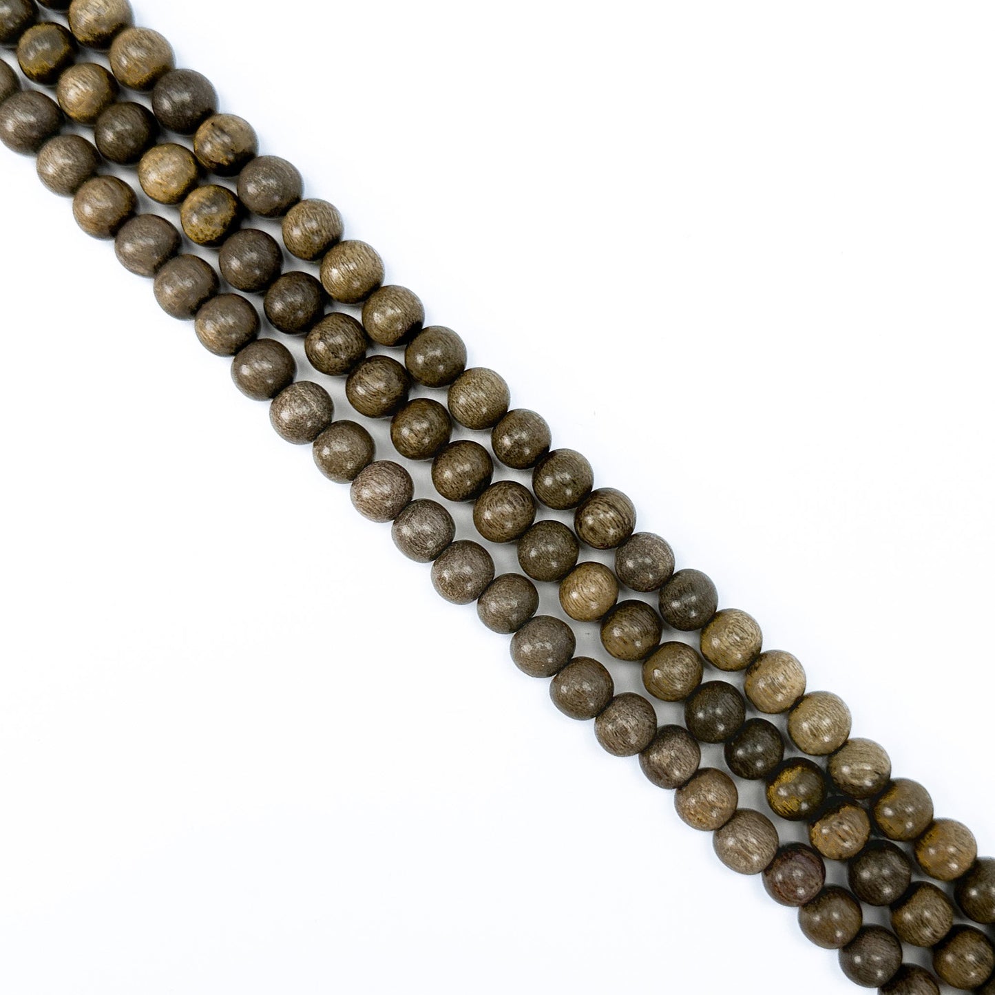 Gray Wood 8mm Polished Finish Round Bead - 16" Strand (GEM2176)