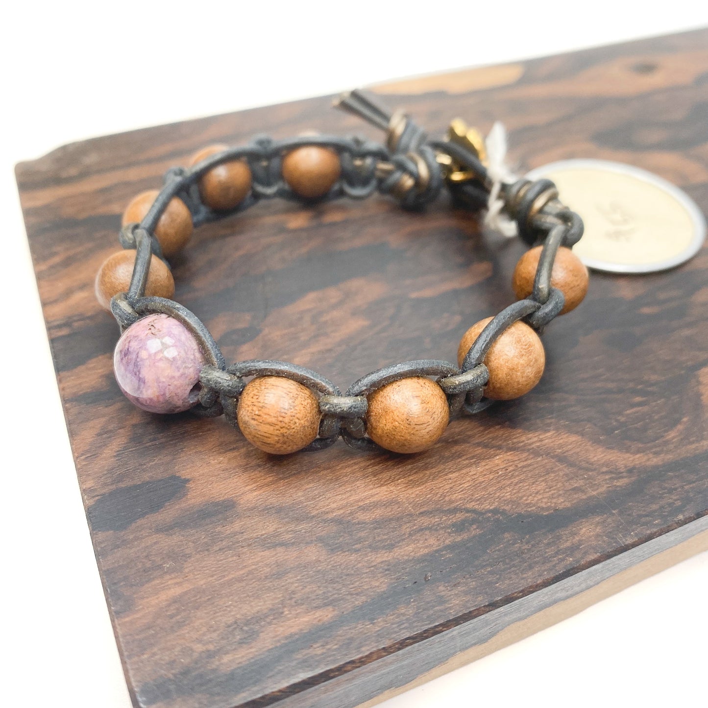 Graywood Sugilite Leather Bodhi Bracelet