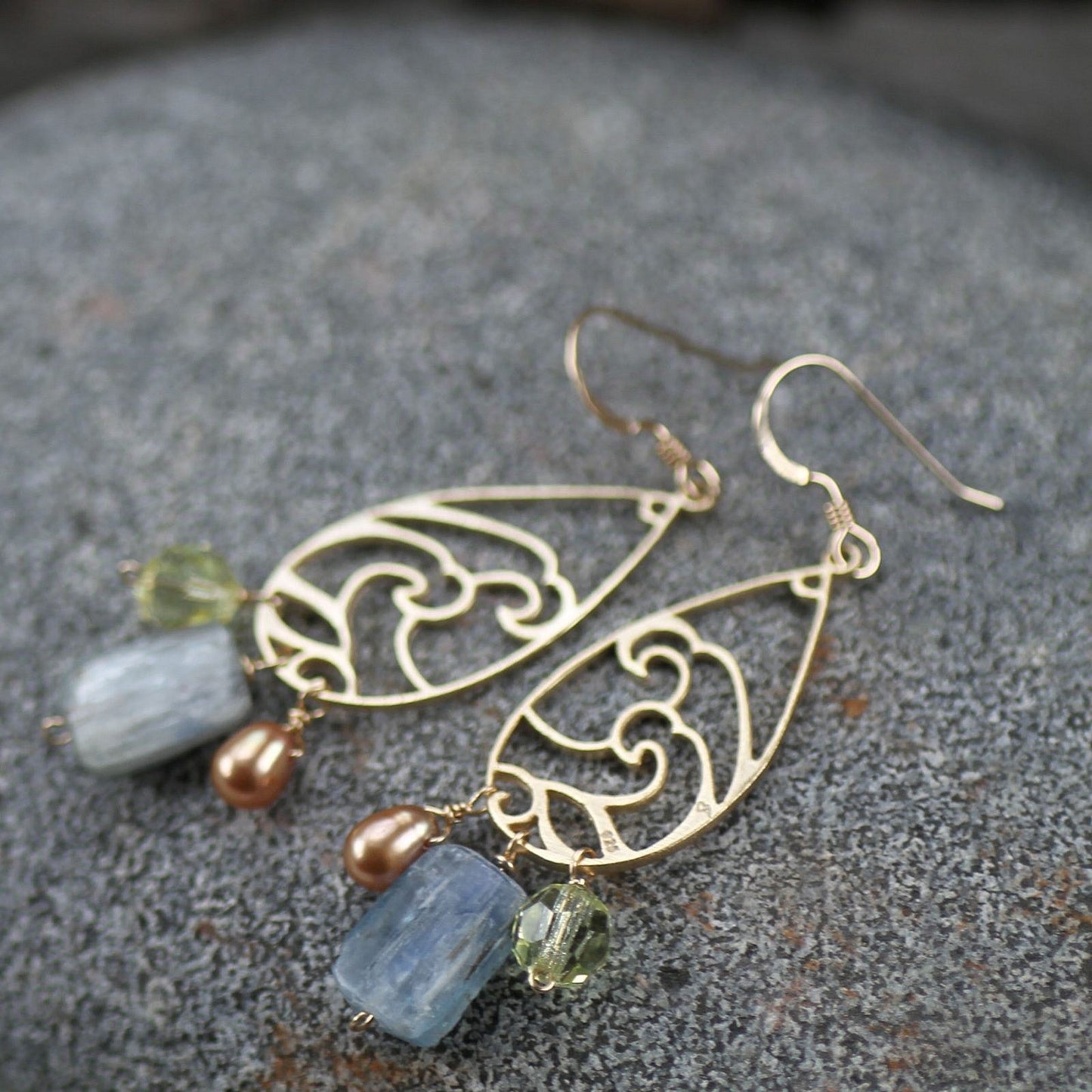 Great Wave Large Teardrop Pendant (3 Metal Options) - 1 pc.