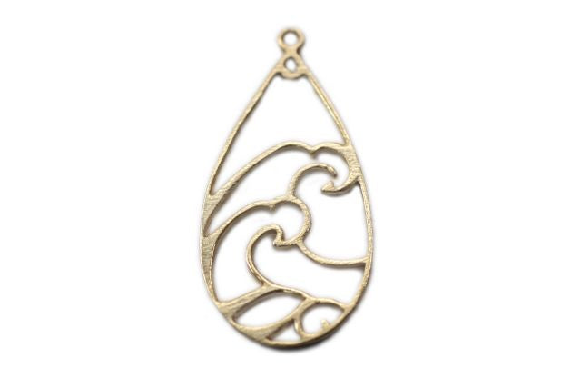 Great Wave Large Teardrop Pendant (3 Metal Options) - 1 pc.