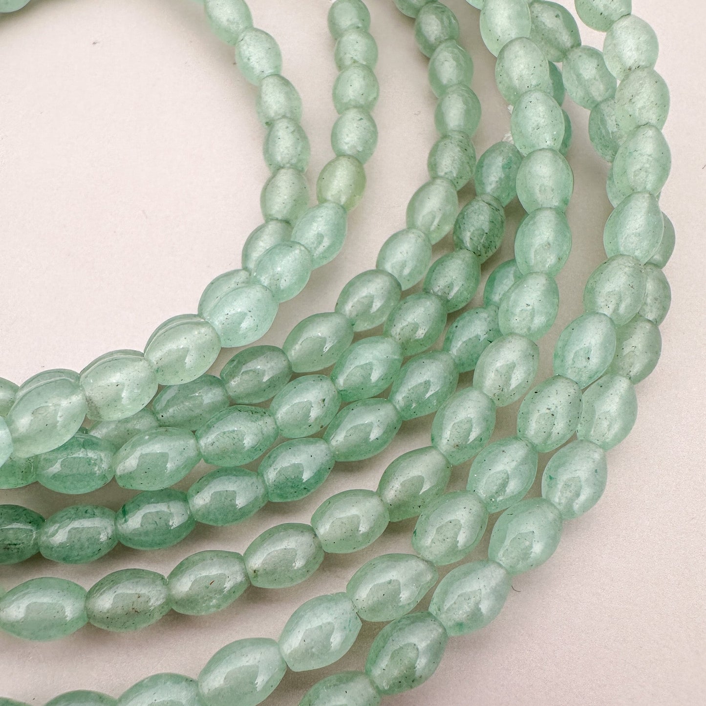 Green Aventurine 4x6mm Barrel Bead - 7.5" Strand (GEM2283)