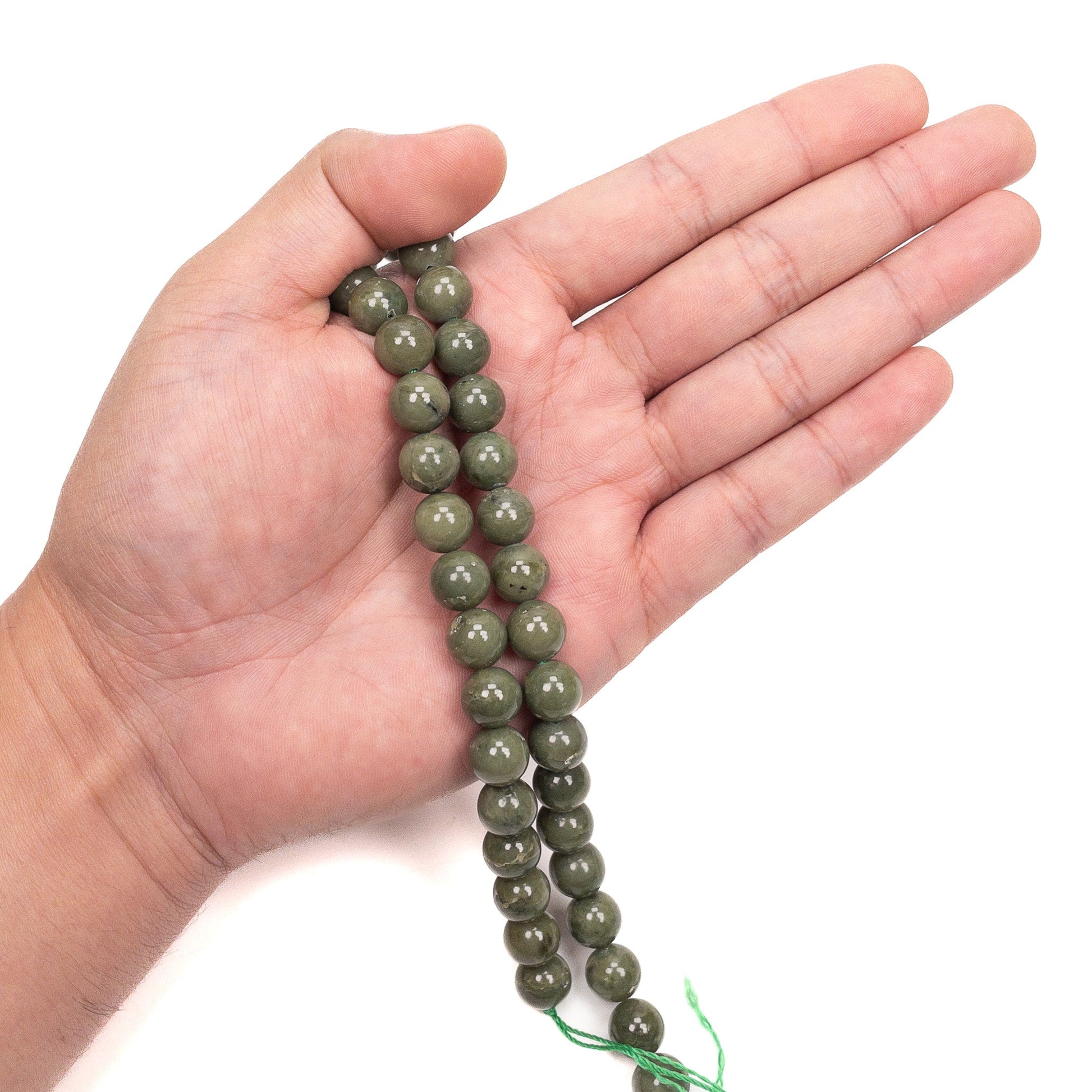 Green Jade 10mm Round Bead - 7.5" Strand