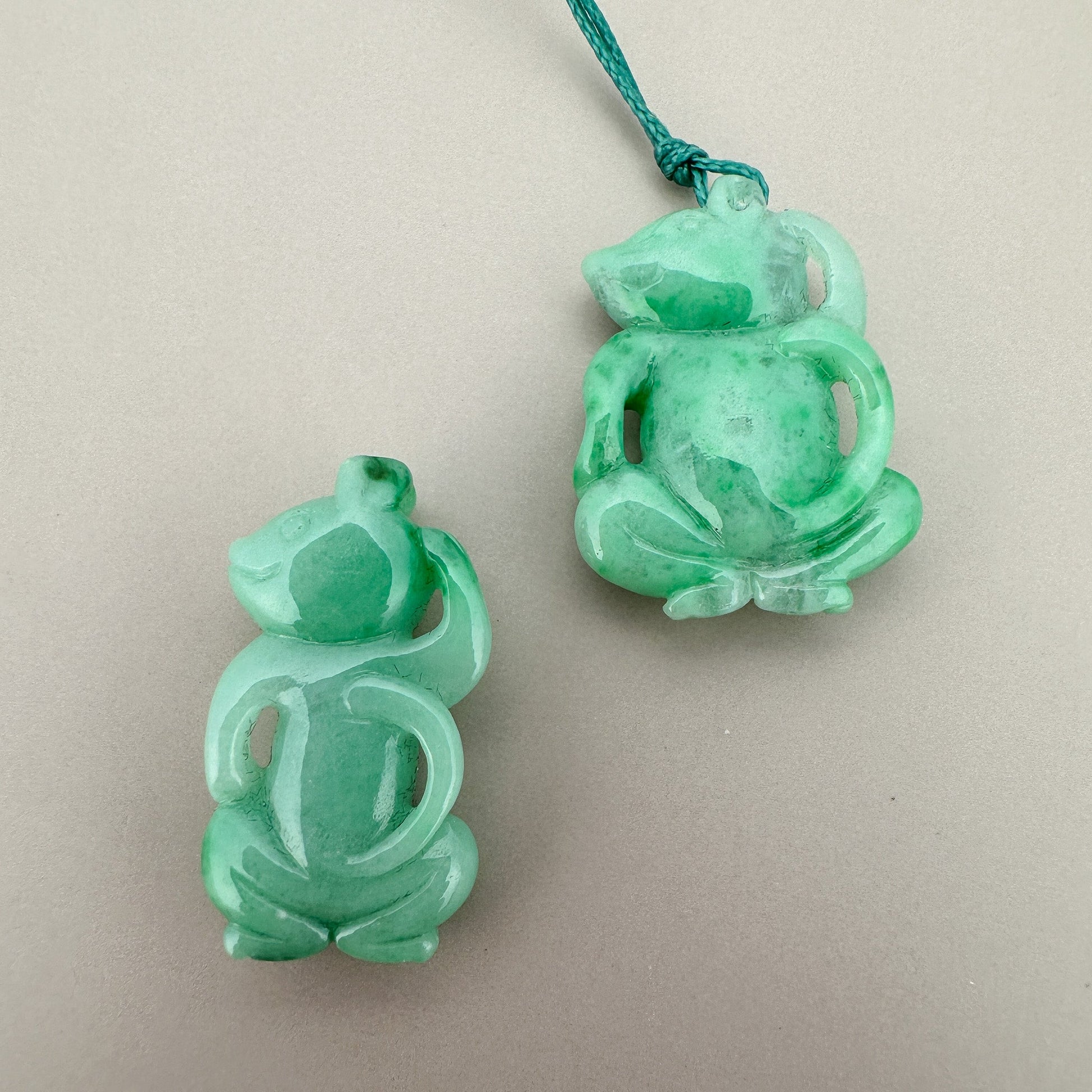 Green Jade Mouse/Rat 13x24mm Carved Pendant - 1 pc. (P2942)-The Bead Gallery Honolulu