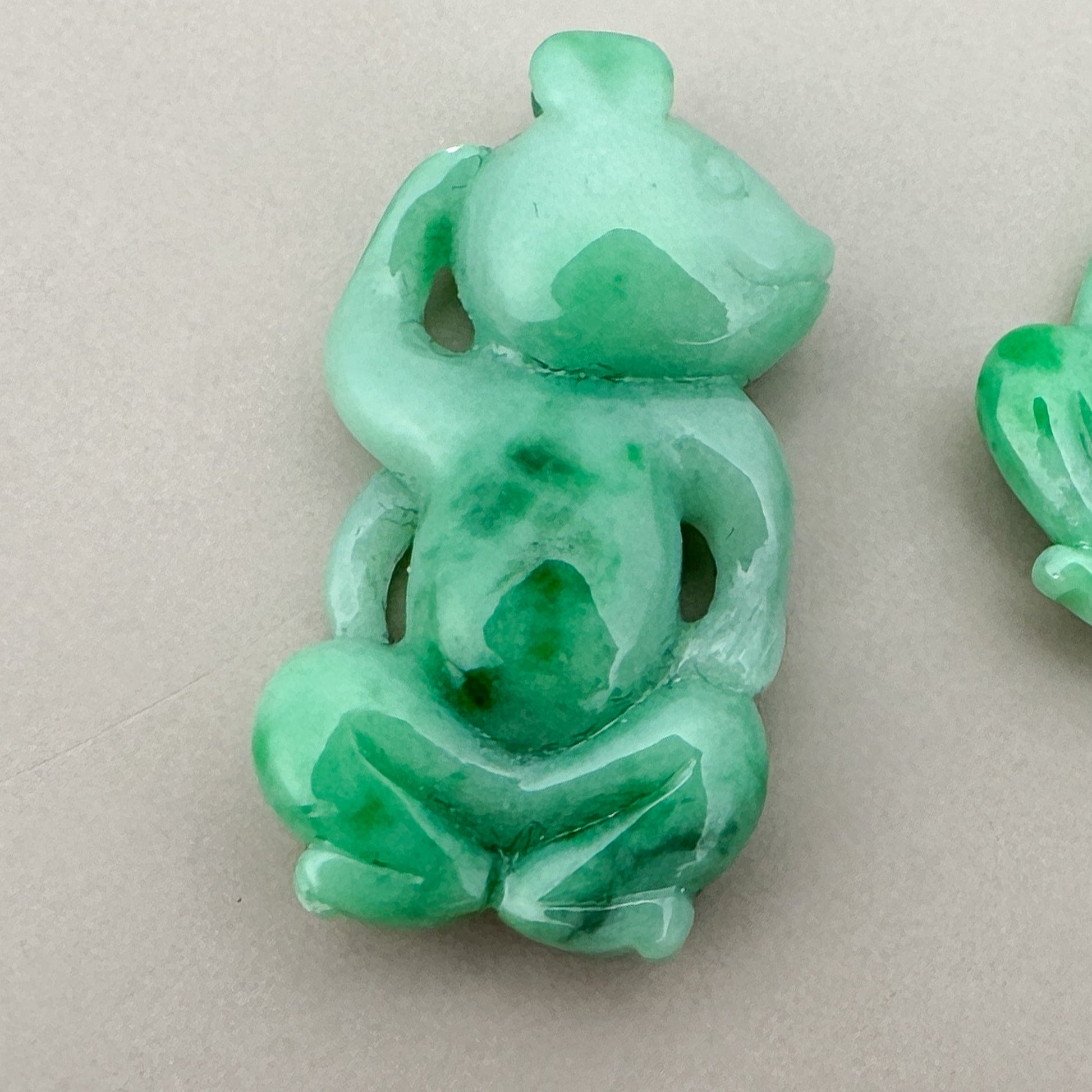 Green Jade Mouse/Rat 13x24mm Carved Pendant - 1 pc. (P2942)-The Bead Gallery Honolulu