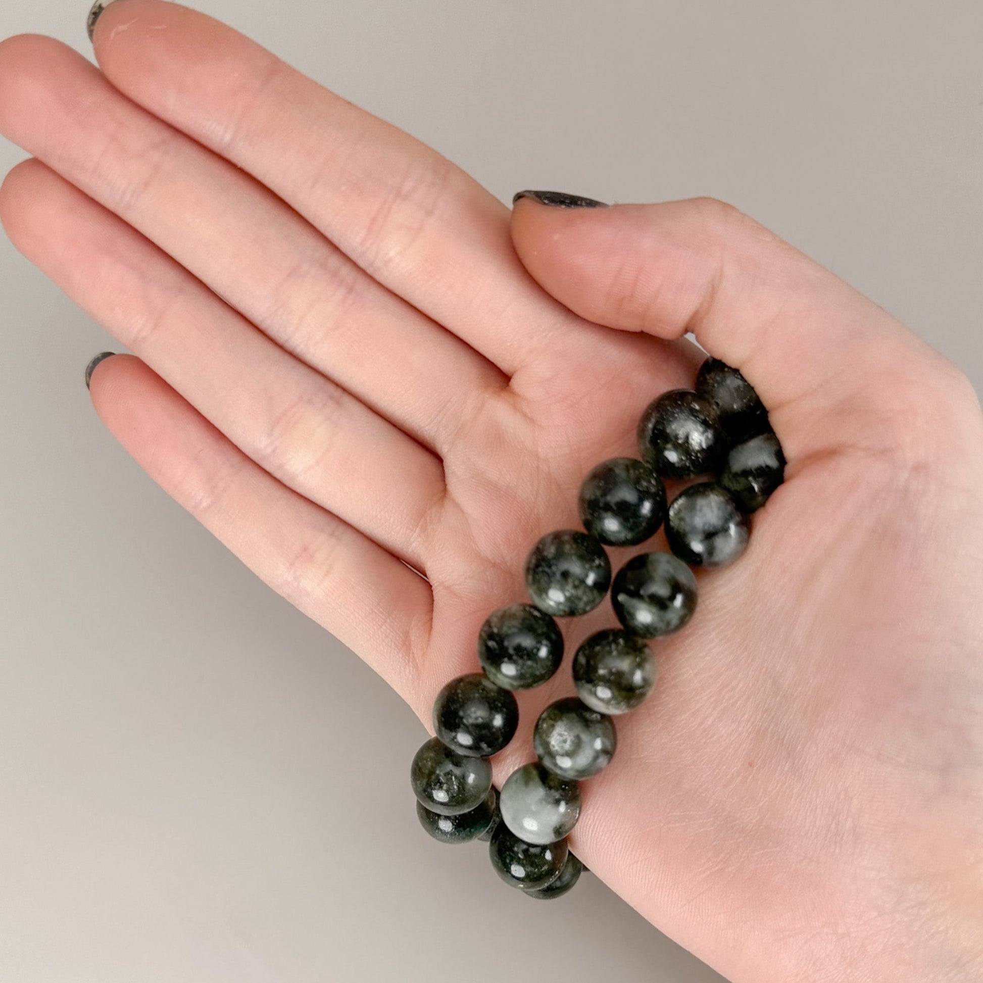 Green Lepidolite 11.5mm Smooth Round Bead Stretchy Bracelet - (J210)-The Bead Gallery Honolulu