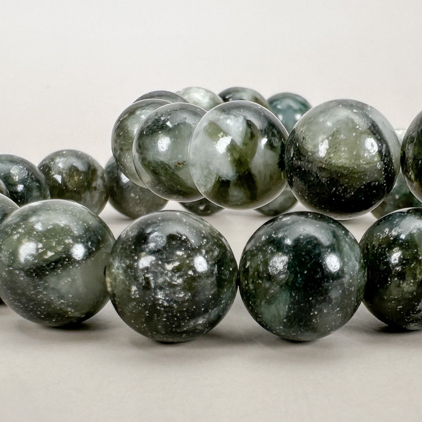 Green Lepidolite 11.5mm Smooth Round Bead Stretchy Bracelet - (J210)-The Bead Gallery Honolulu