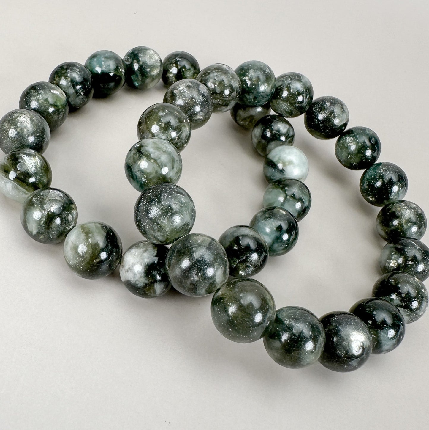 Green Lepidolite 11.5mm Smooth Round Bead Stretchy Bracelet - (J210)-The Bead Gallery Honolulu