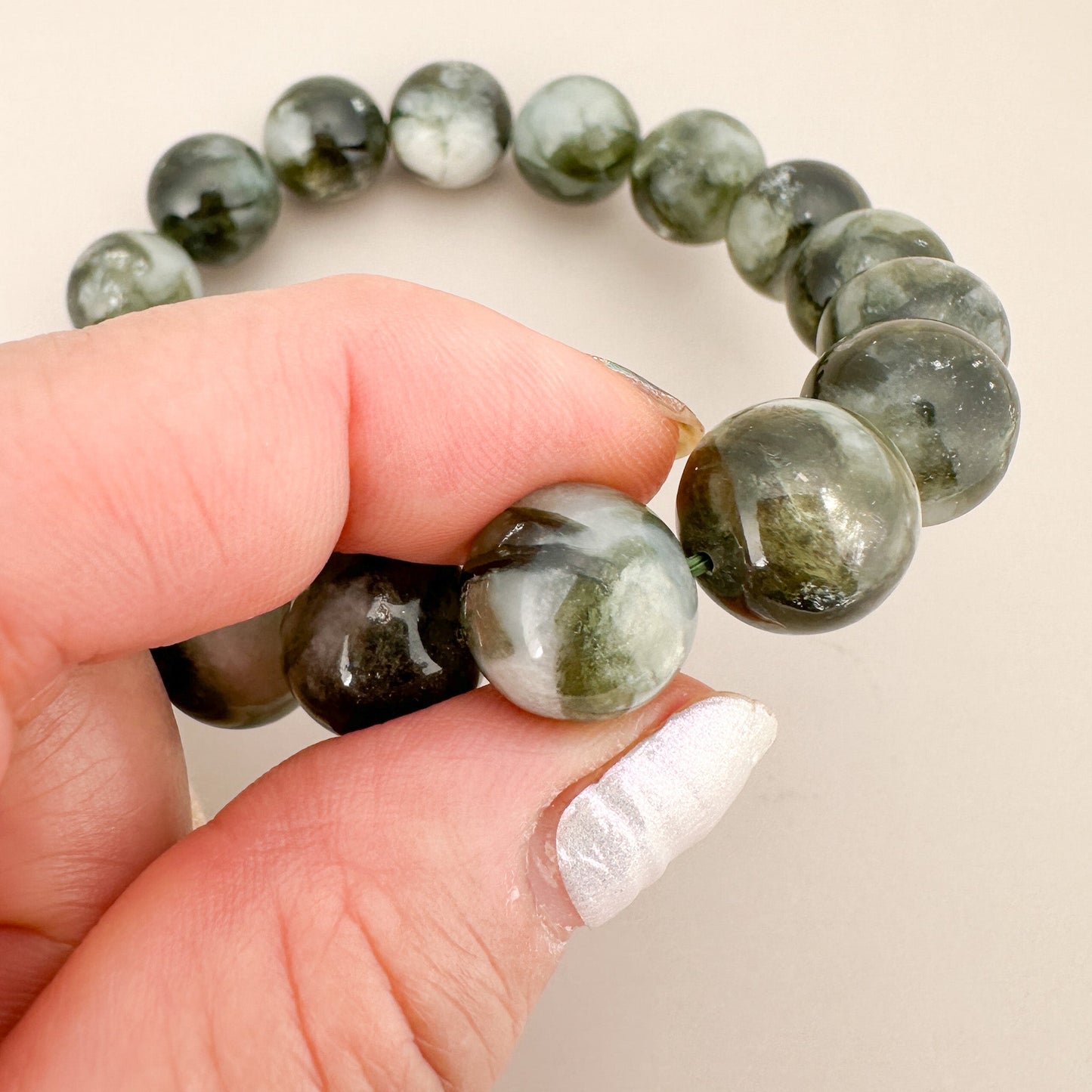 Green Lepidolite 12.5mm Smooth Round Bead - 1 pc. (P3137)