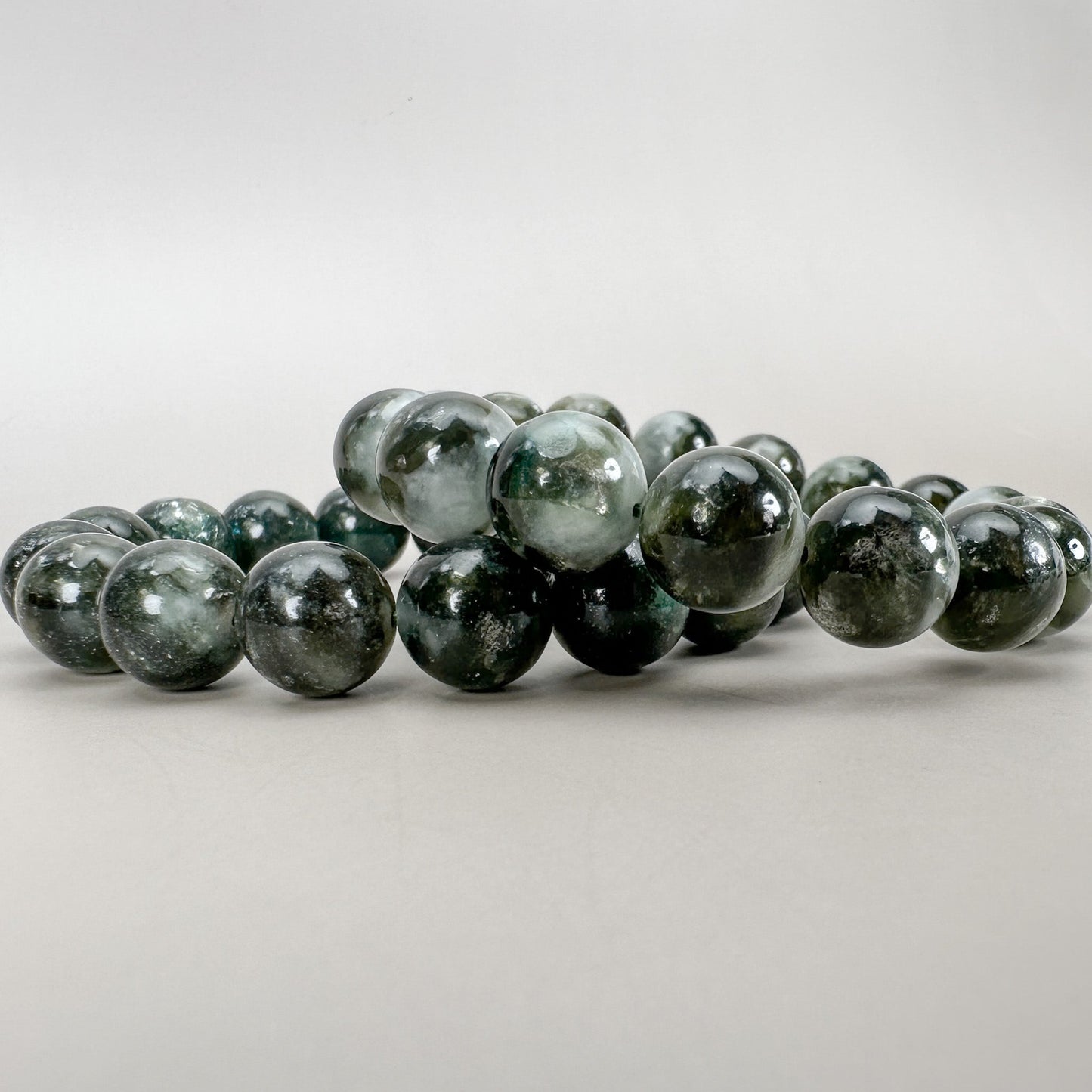 Green Lepidolite 12.5mm Smooth Round Bead Stretchy Bracelet - 1 pc. (J209)