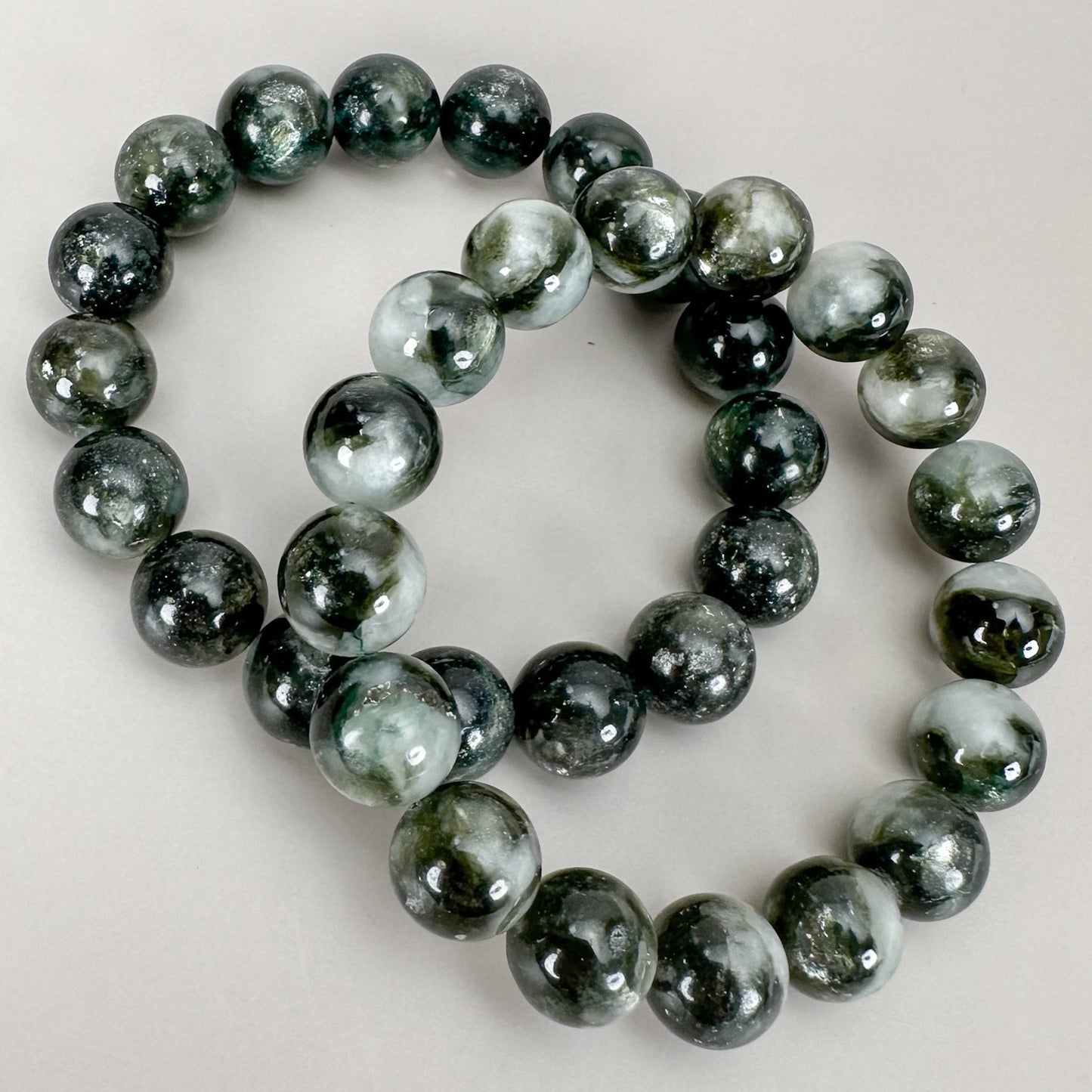 Green Lepidolite 12.5mm Smooth Round Bead Stretchy Bracelet - 1 pc. (J209)