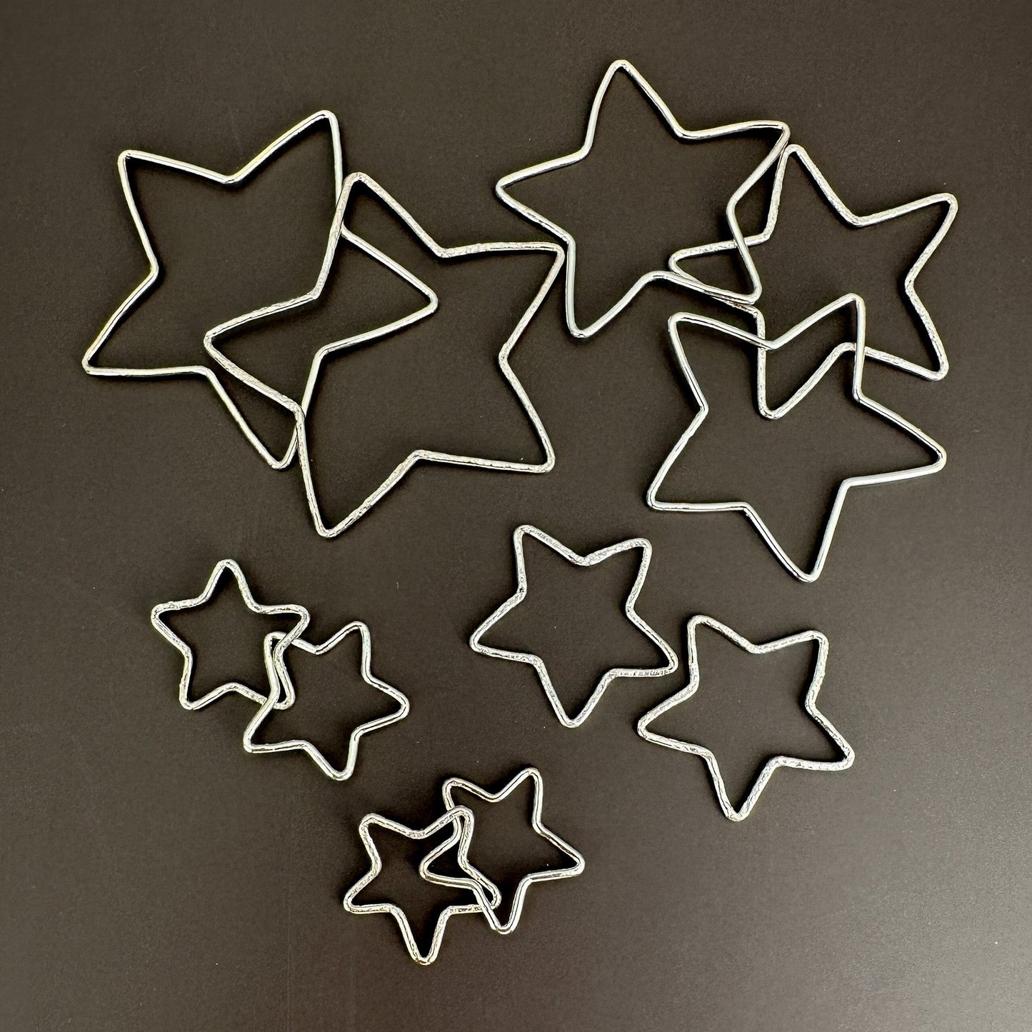 Handmade Pure Silver "Twin" Stars Pendant 20mm - Hammered Finish, Artisan Crafted, Linked Silver Star Charm for Jewelry Making - 1 pc. (M1934)